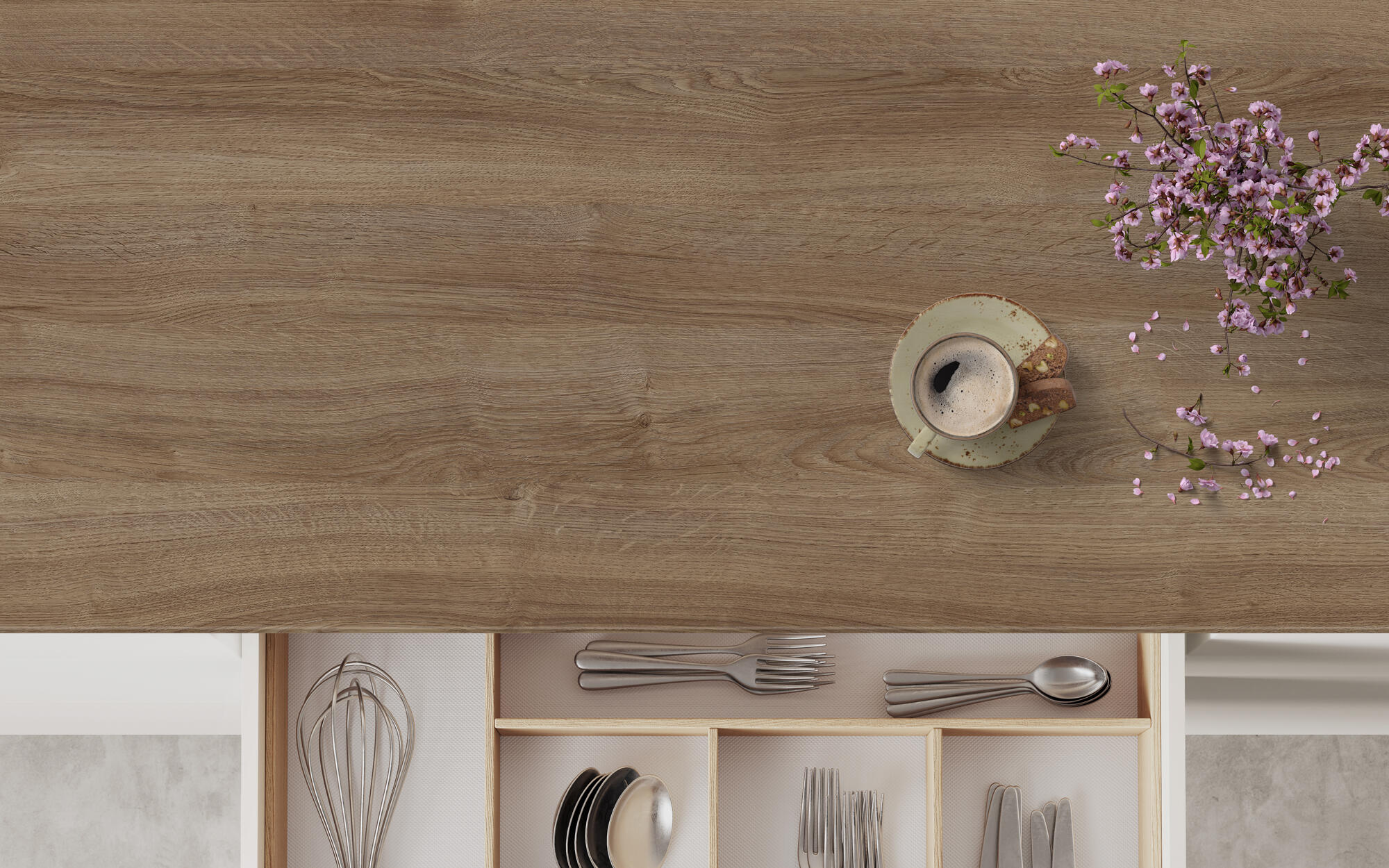 Encimera de cocina laminada compacta Milos roble romance mate 360x63 cm espesor 13mm - 6