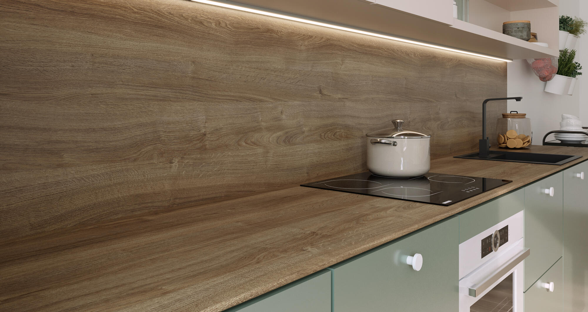 Encimera de cocina laminada compacta Milos roble romance mate 360x63 cm espesor 13mm - 8