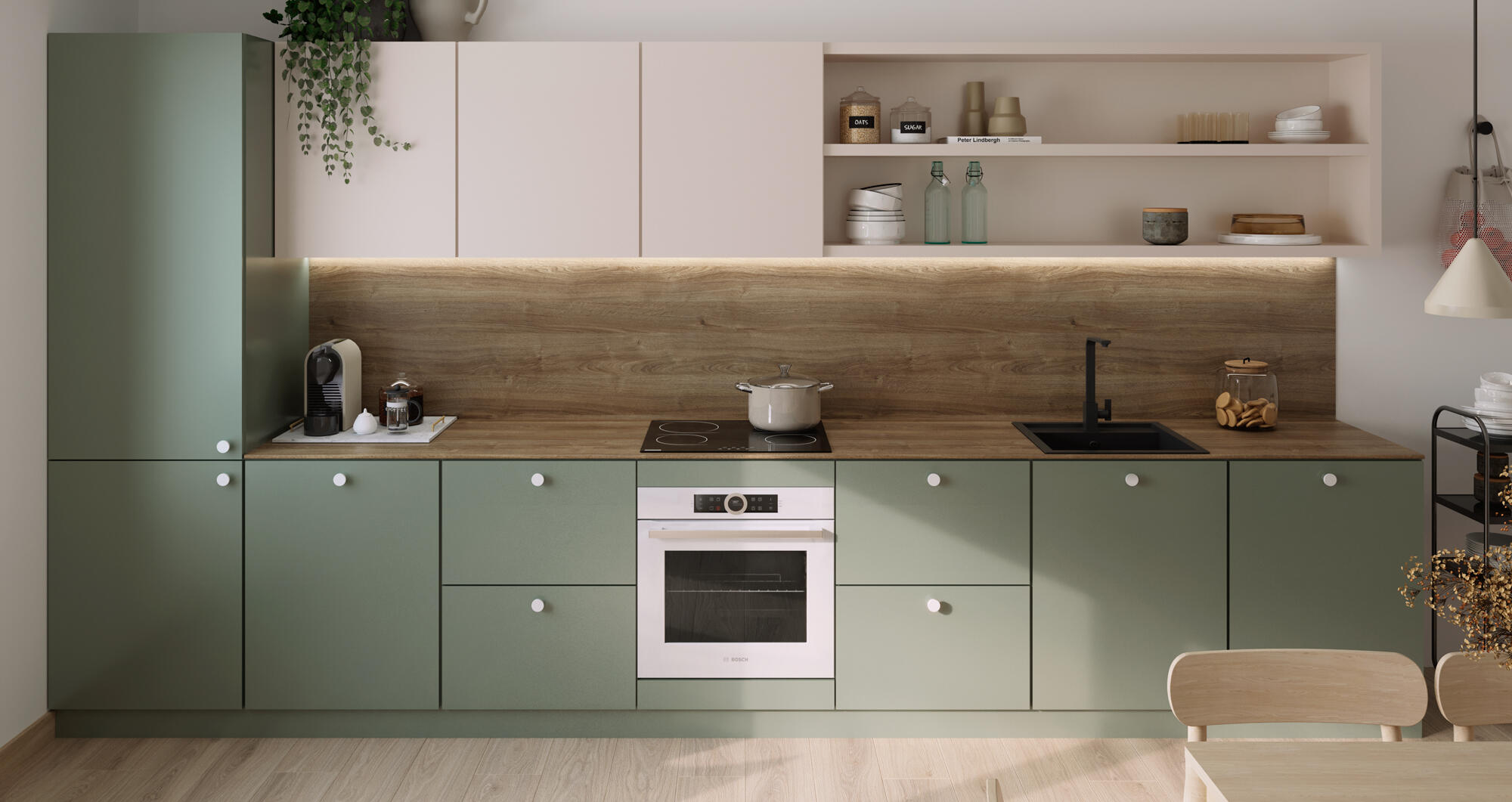 Encimera de cocina laminada compacta Milos roble romance mate 360x63 cm espesor 13mm - 9