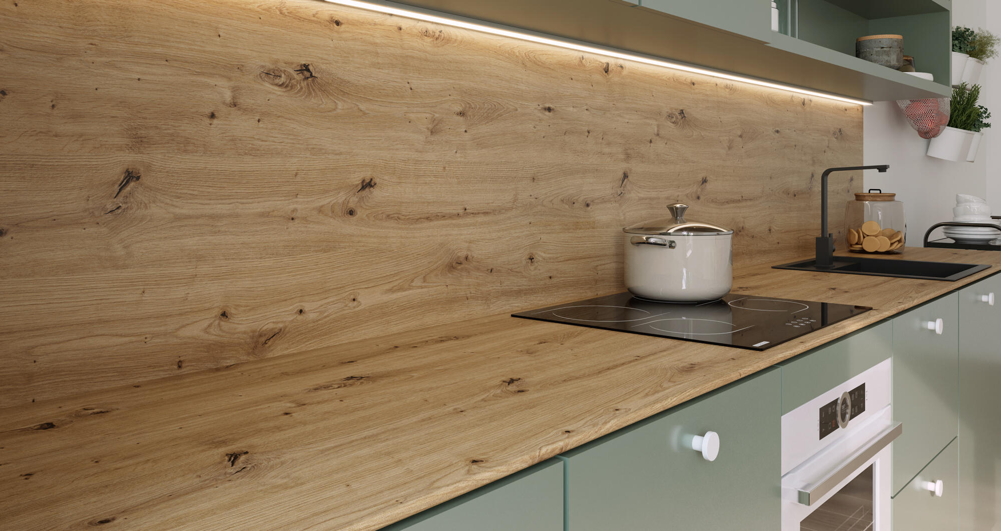 Tampo de cozinha laminado 360X63X1.3 cm New Compacto carvalho amazónia - 3