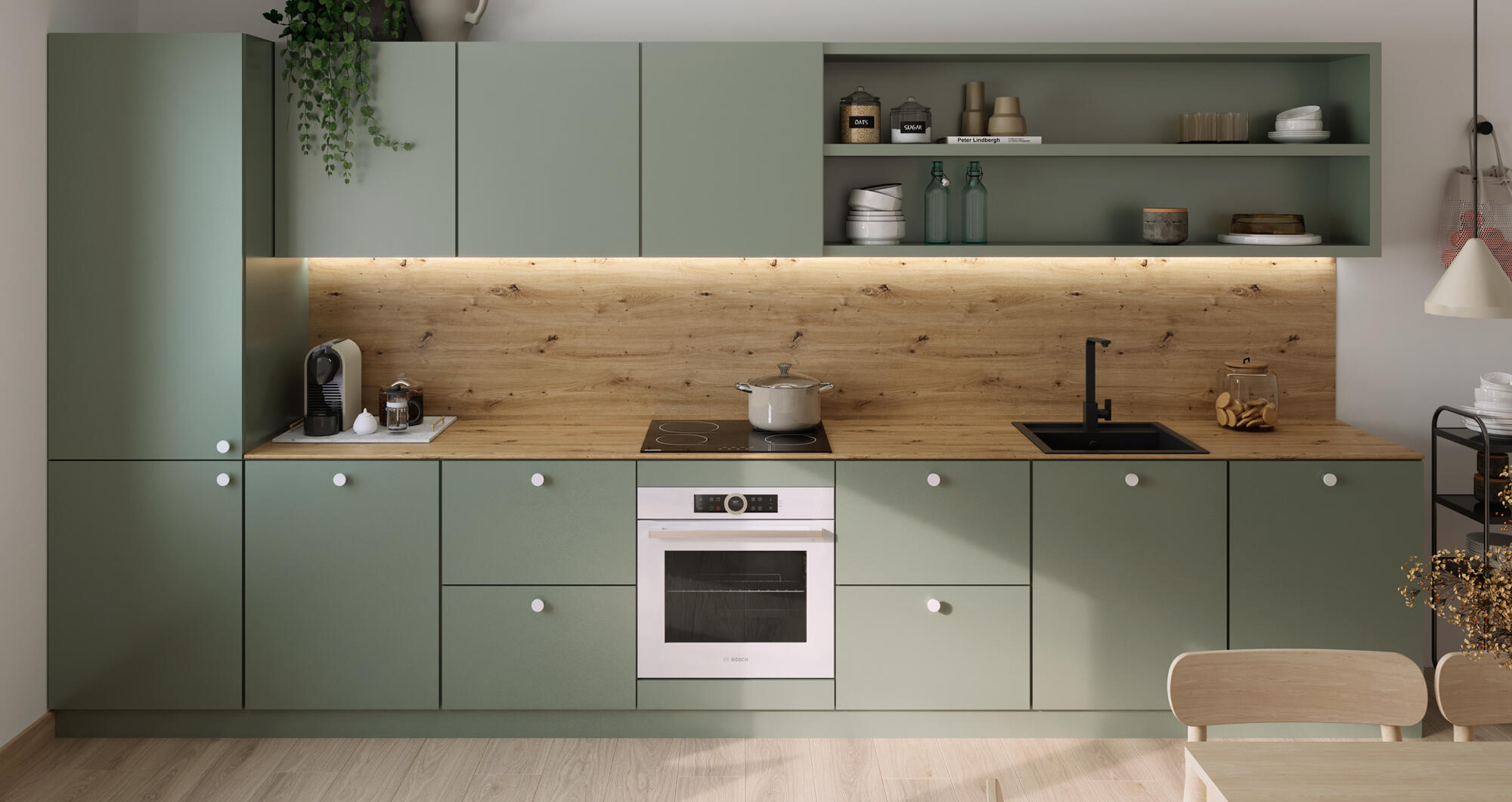 Tampo de cozinha laminado 360X63X1.3 cm New Compacto carvalho amazónia - 2