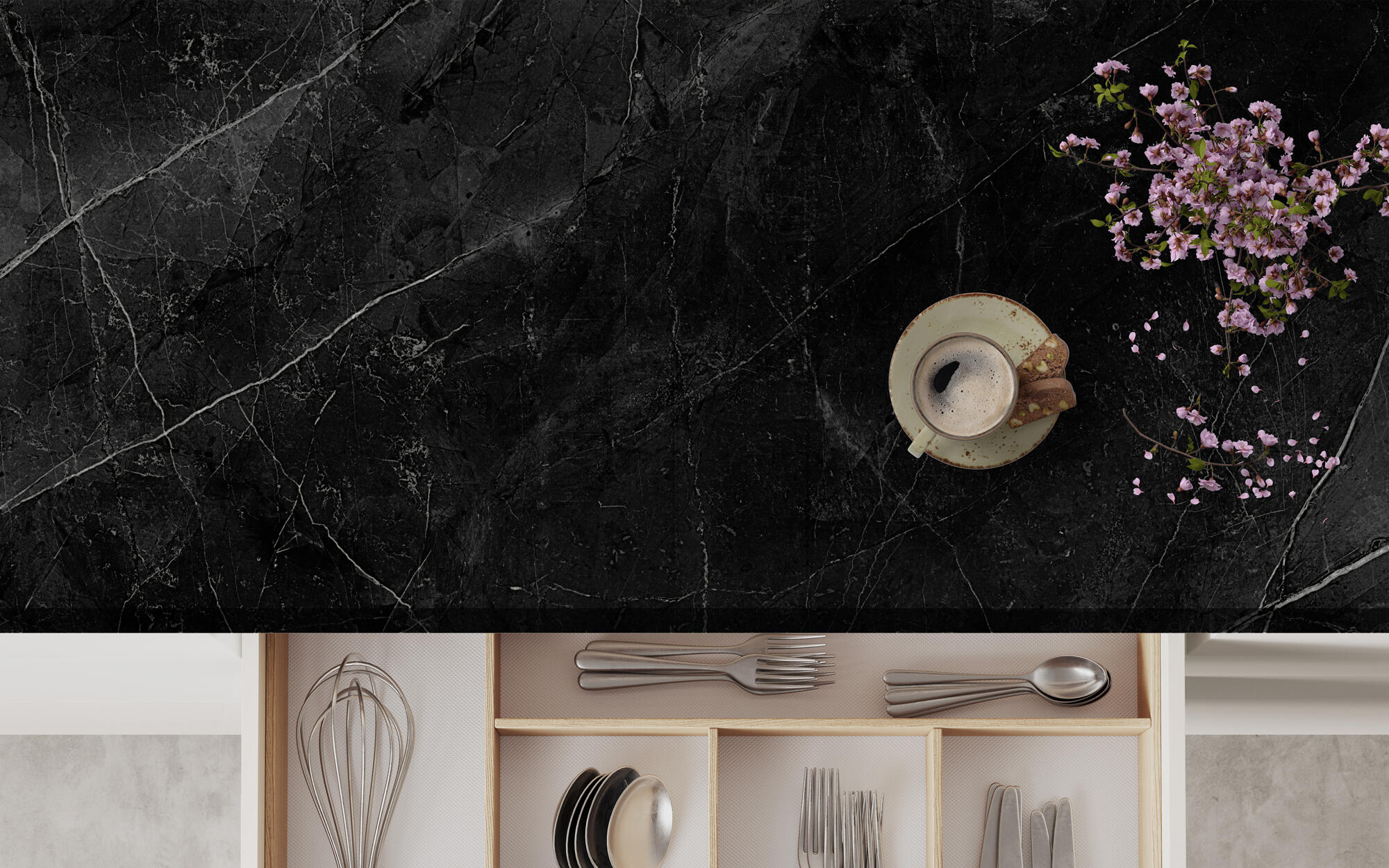 Tampo de bancada imitação pedra MÁRMORE HADES MATE 366X62X3.8CM - 6