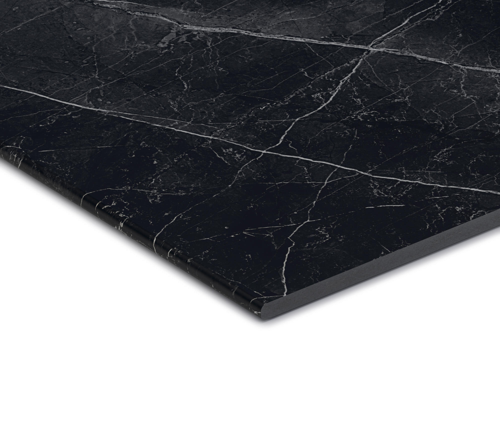 Finsa  Encimera De Cocina Laminada Compacta Milos Marmol Hades 360X63 Cm Espesor 13Mm Negro/Gris/Oscuro , Leroy Merlin