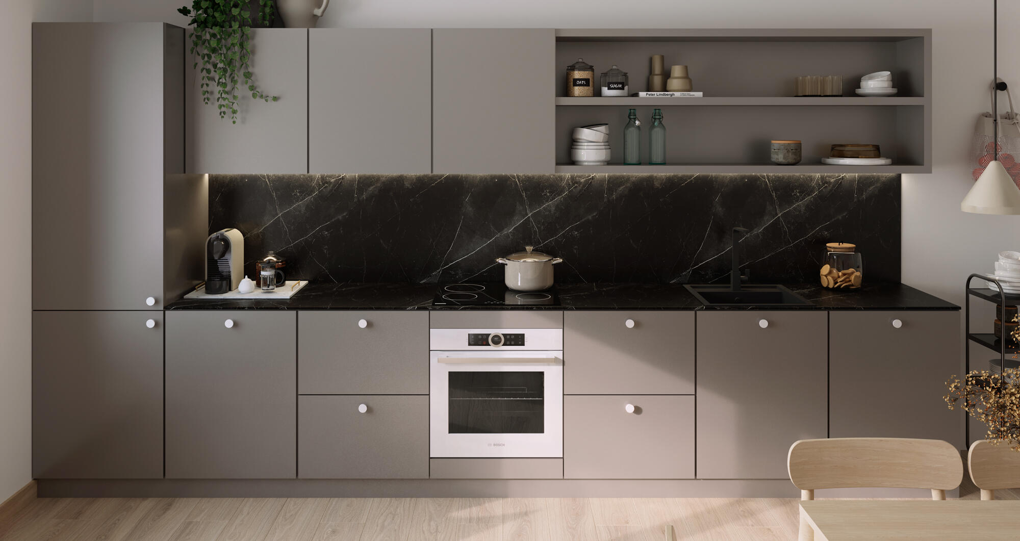 Encimera de cocina laminada compacta Milos marmol hades 360x63 cm espesor 13mm - 8