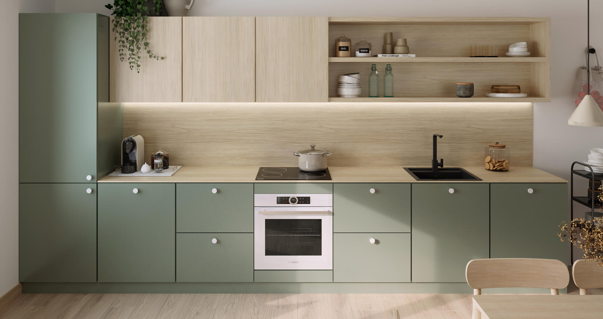 Encimera de cocina laminada compacta Tokyo roble lecer mate 360x63 cm espesor 13mm - 8