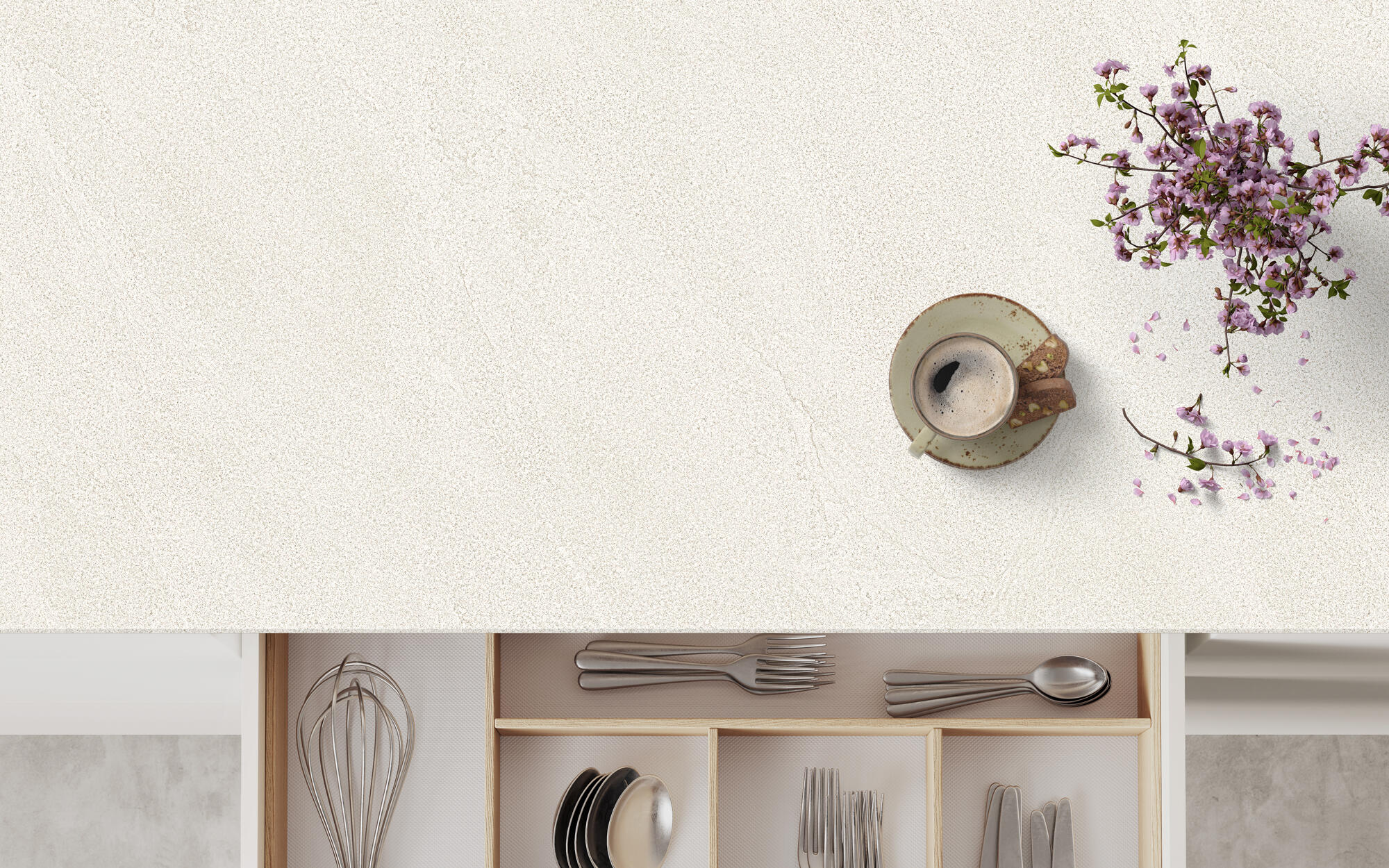 Encimera de cocina laminada compacta Hudson creta marfil 360x63 cm espesor 13mm - 7