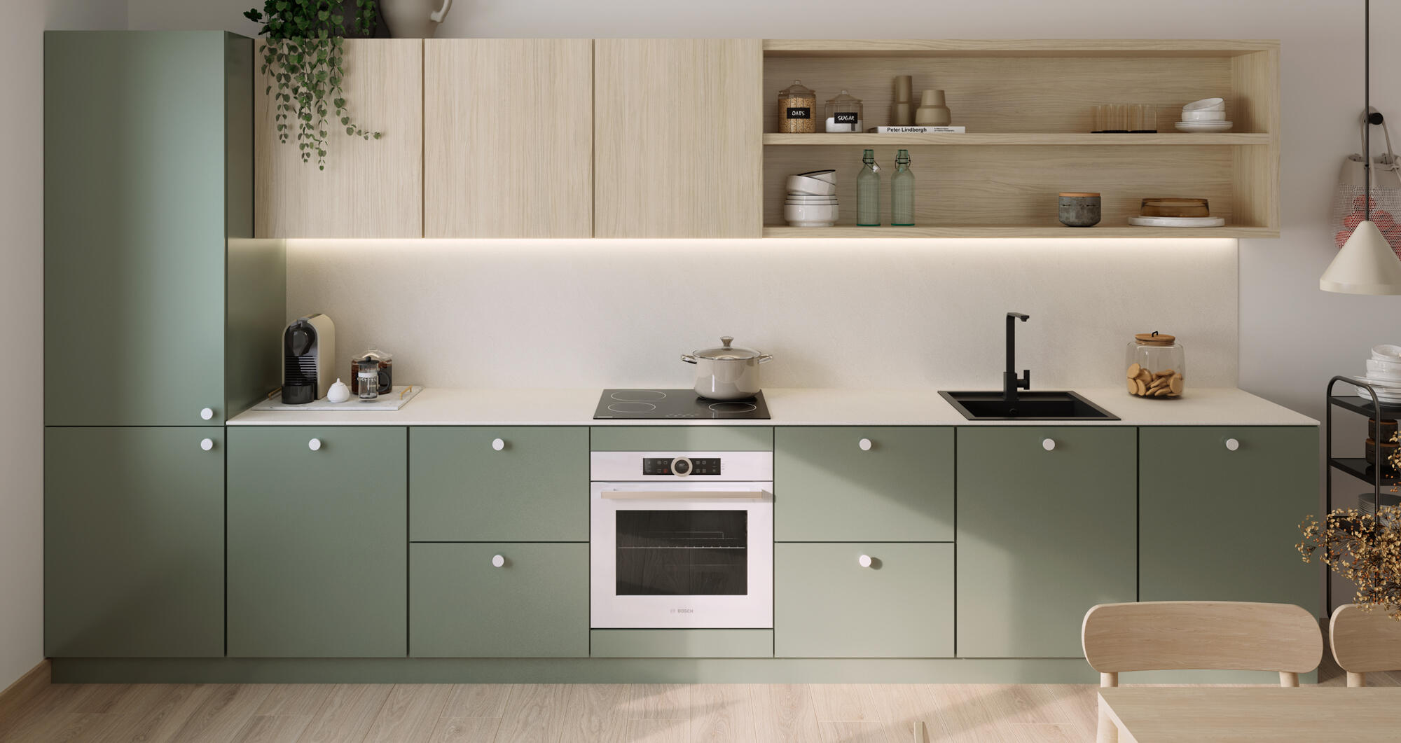 Encimera de cocina laminada compacta Hudson creta marfil 360x63 cm espesor 13mm - 2