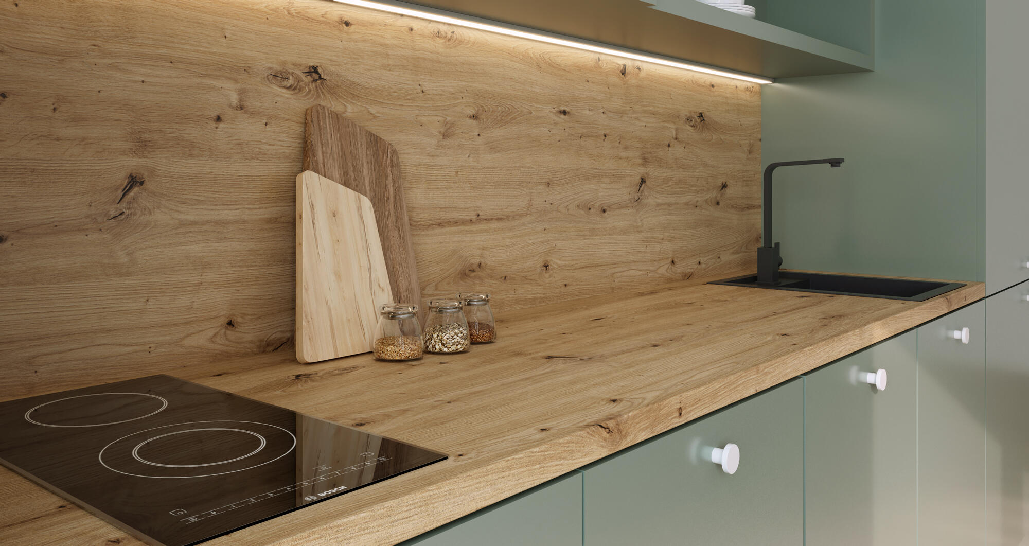 Encimera de cocina laminada Amazona roble 240x63 cm espesor 38mm - 3