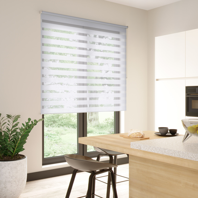 Store enrouleur jour/nuit Bolero ligne blanc, l.120 x H.250 cm, INSPIRE