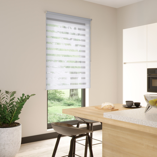 Store enrouleur jour/nuit Bolero ligne blanc, l.75 x H.250 cm, INSPIRE