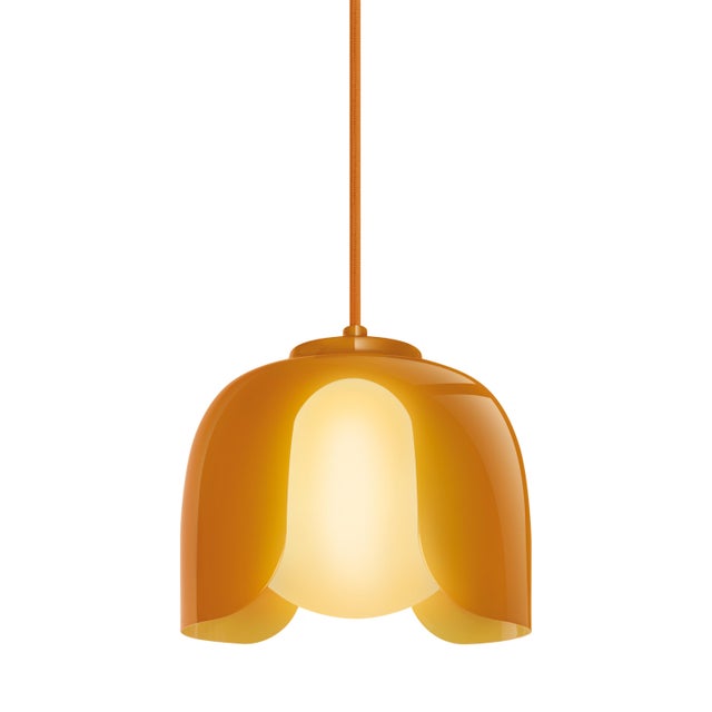 Suspension Corolle verre, orange, Diam.20 cm, E27