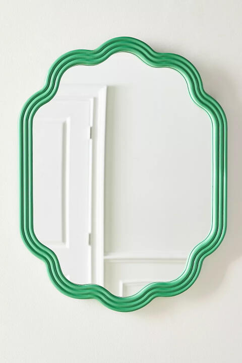 Miroir irrégulier, mdf vert Jadi, l.45 x H.60 cm