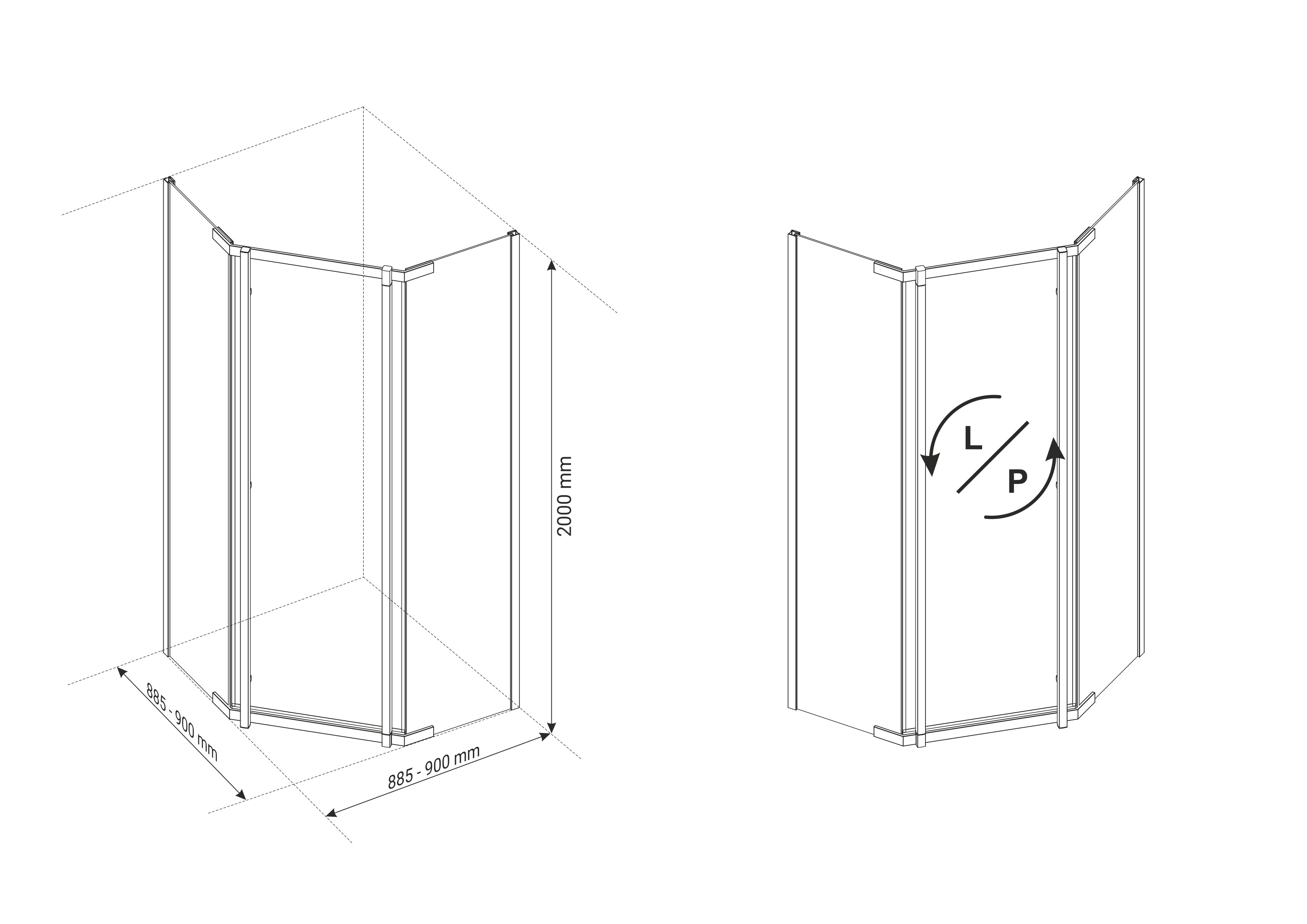 Kabina prysznicowa pięciokątna 90x90 cm czarna Titanium Durasan - 5