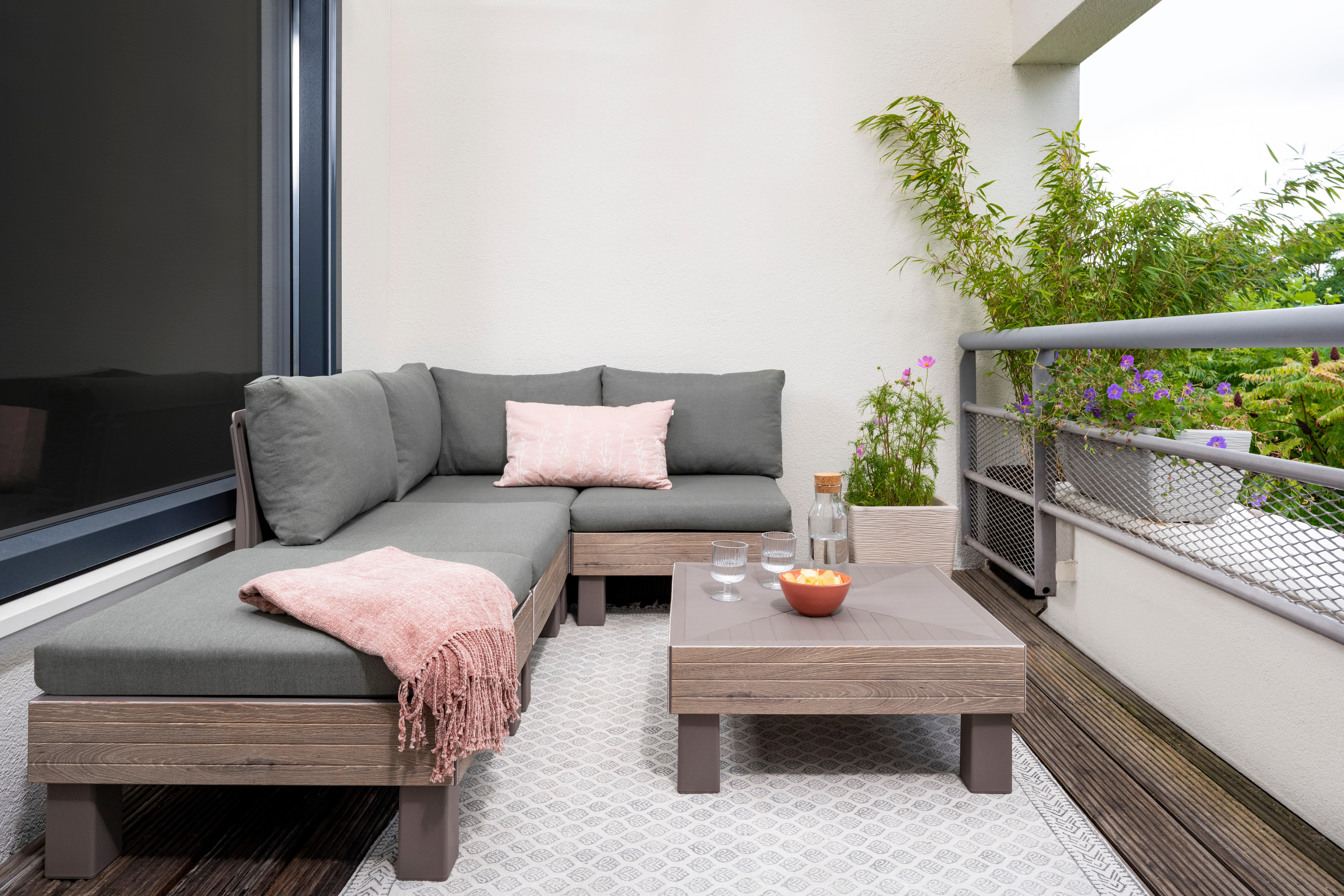 Mesa auxiliar de jardín de polipropileno Elements negro de 65x29x65 cm - 7