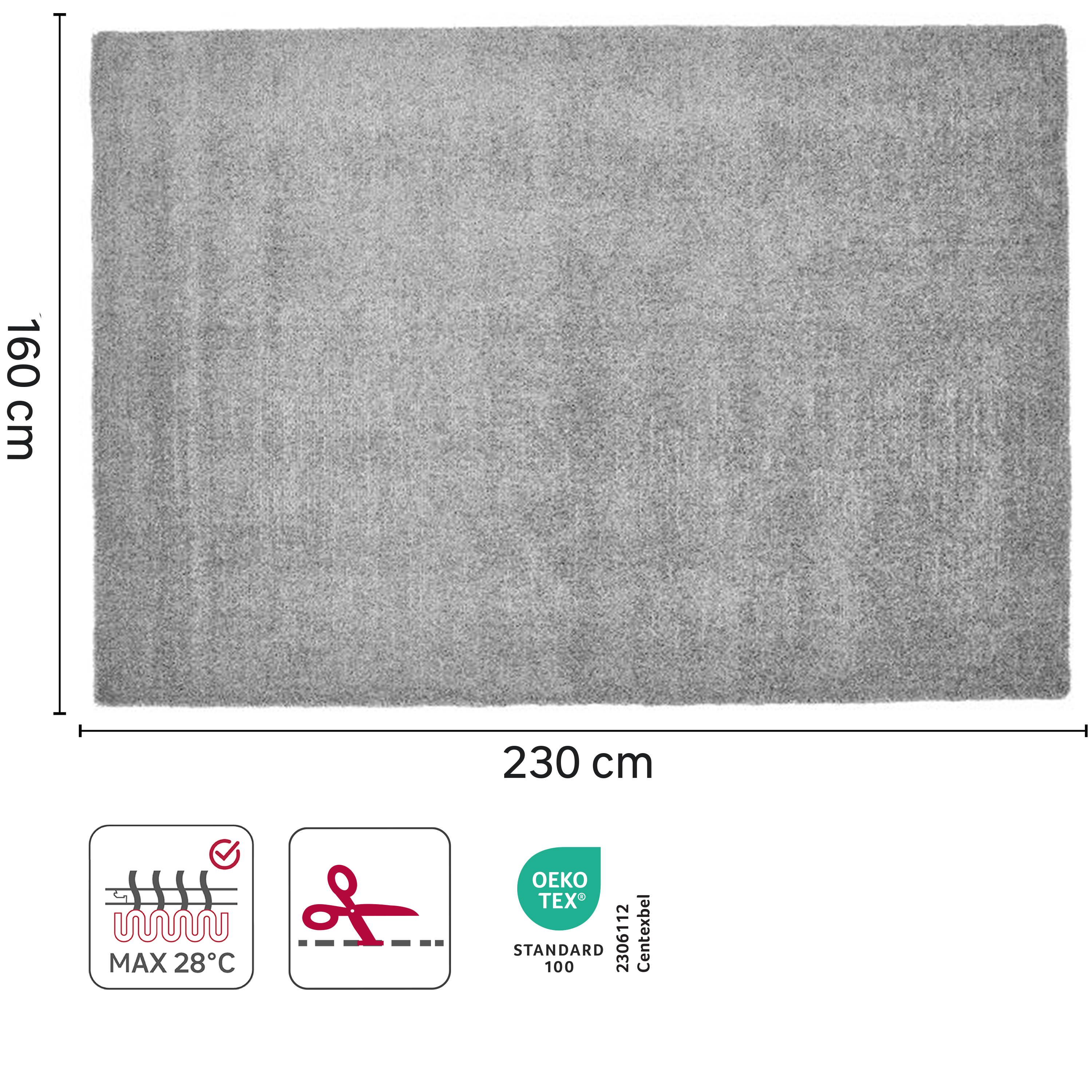 Alfombra  poliéster pelo medio INSPIRE base antideslizante Enzol liso gris moon  lavable en lavadora 160x230cm - 3