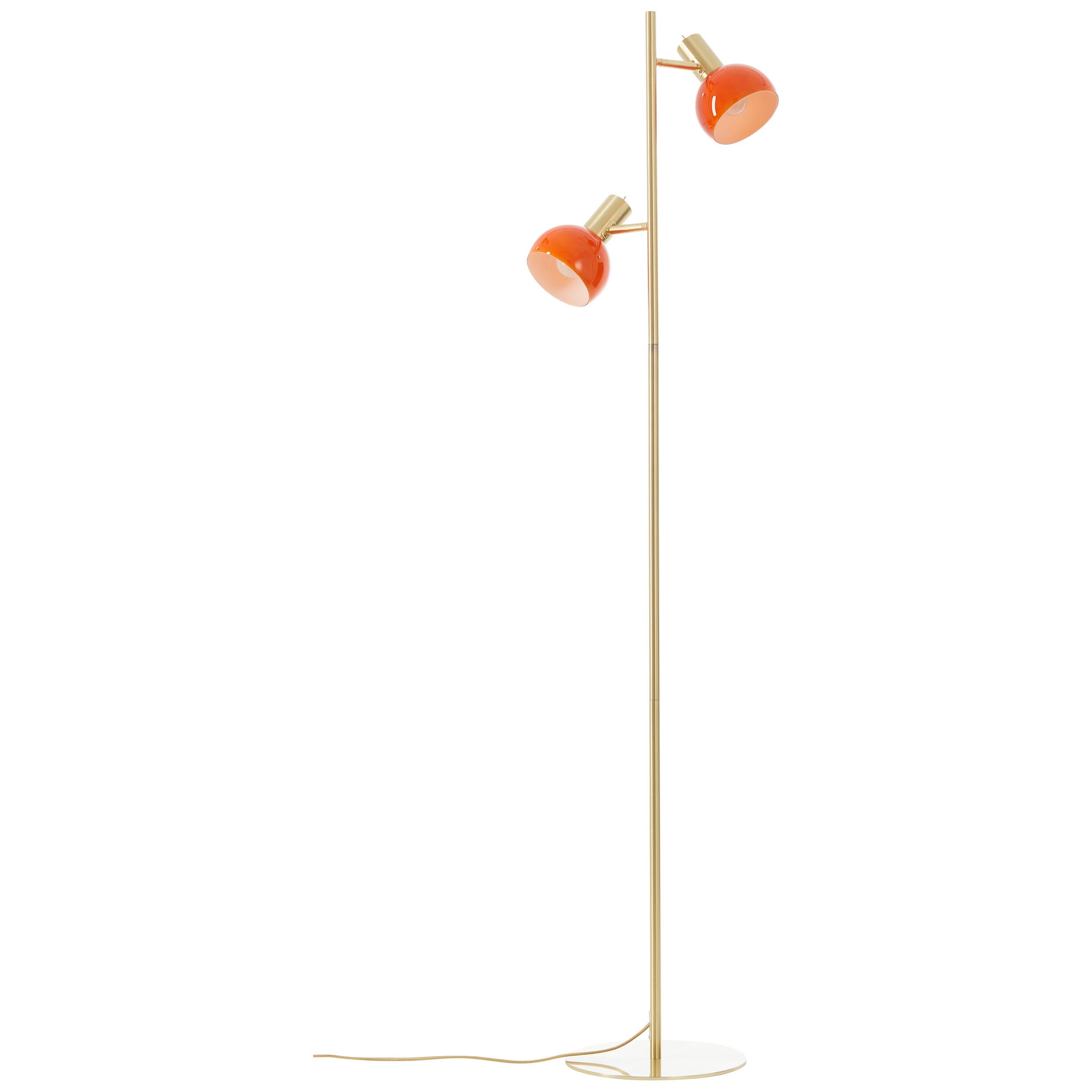 Lampadaire Arancia, verre orange/acier doré,  H.145 cm, E14 - 3