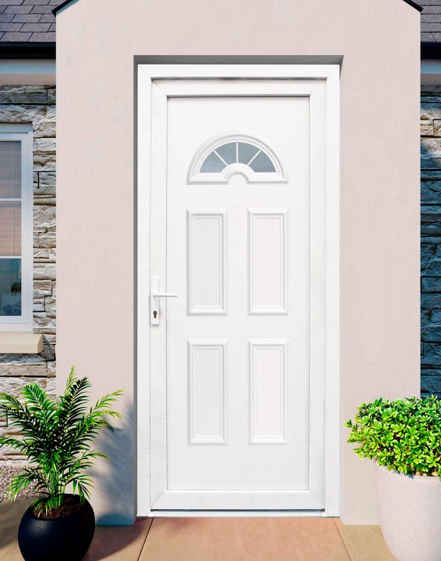 Porta de entrada de PVC MULTI IBIZA 98X208CM BRANCA DIREITA
