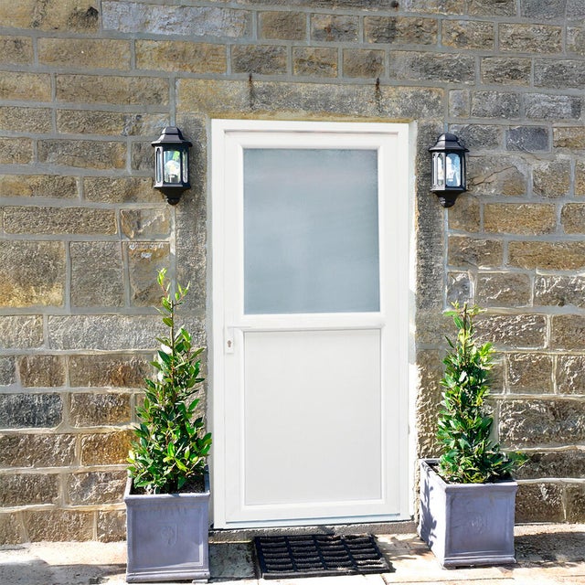 Porta de entrada de PVC DRAVA VIDRO GRANULADO 200X90CM DIREITA