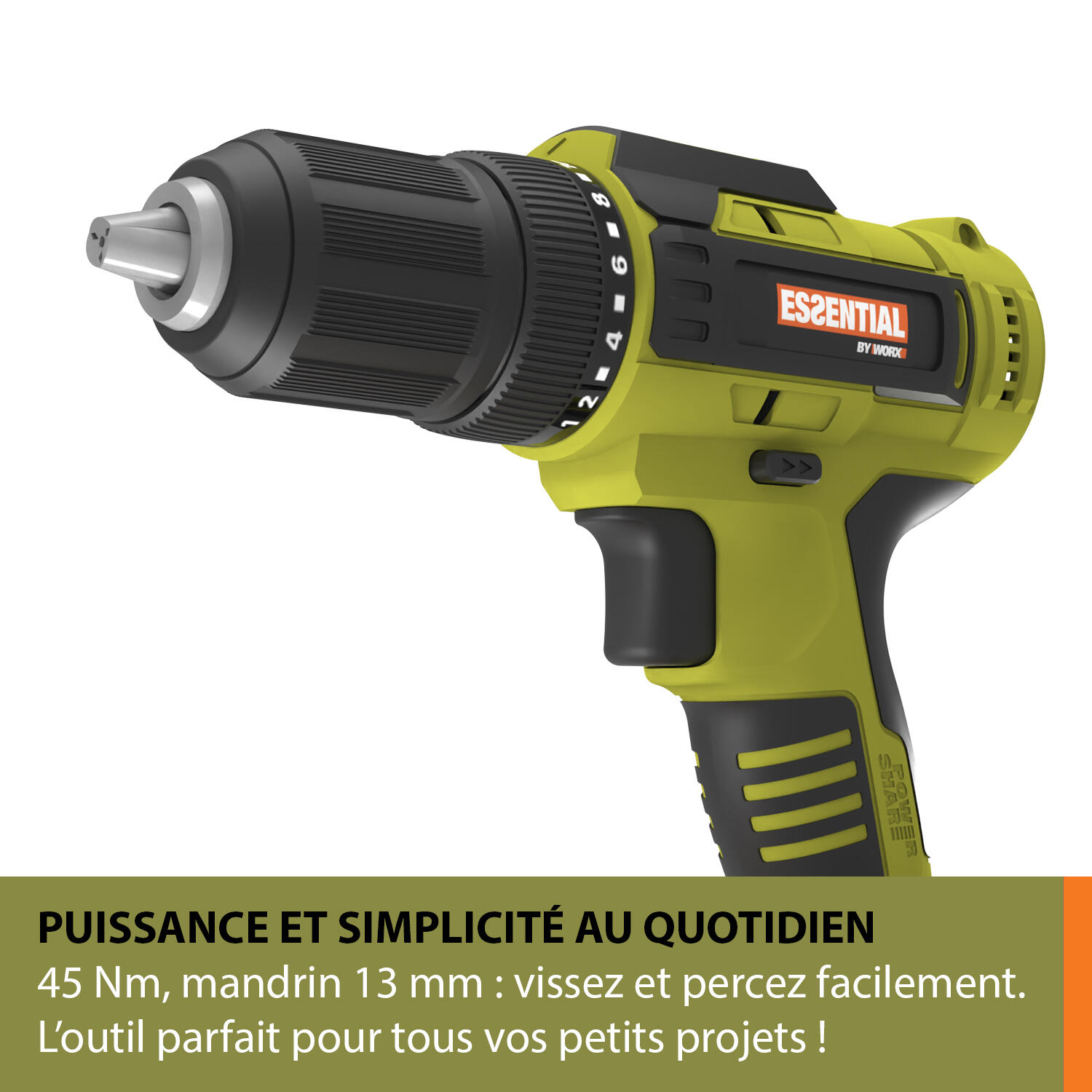 Perceuse sans fil 20 V ESSENTIAL BY WORX Es118, 45 Nm + 1 batterie 2Ah - 2