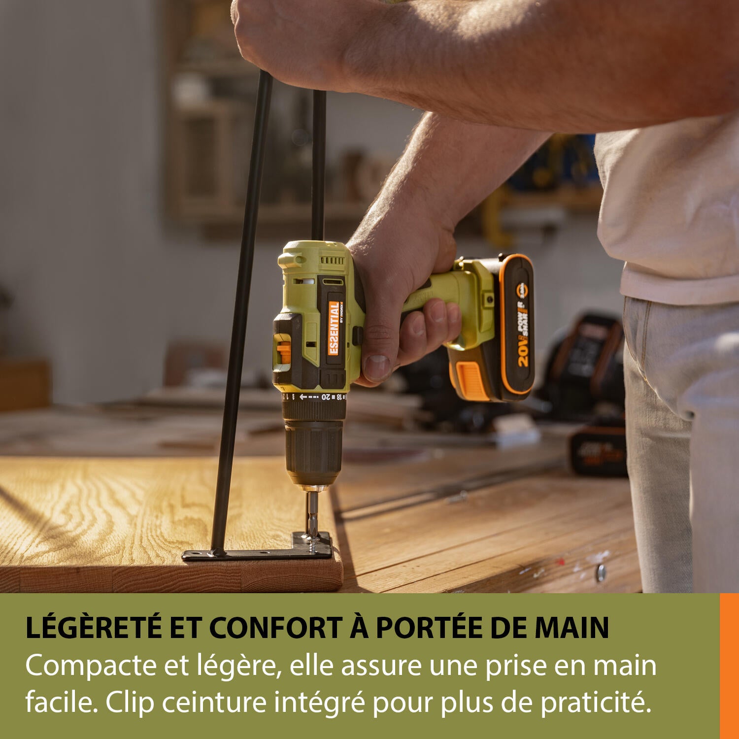 Perceuse sans fil 20 V ESSENTIAL BY WORX Es118, 45 Nm + 1 batterie 2Ah - 4