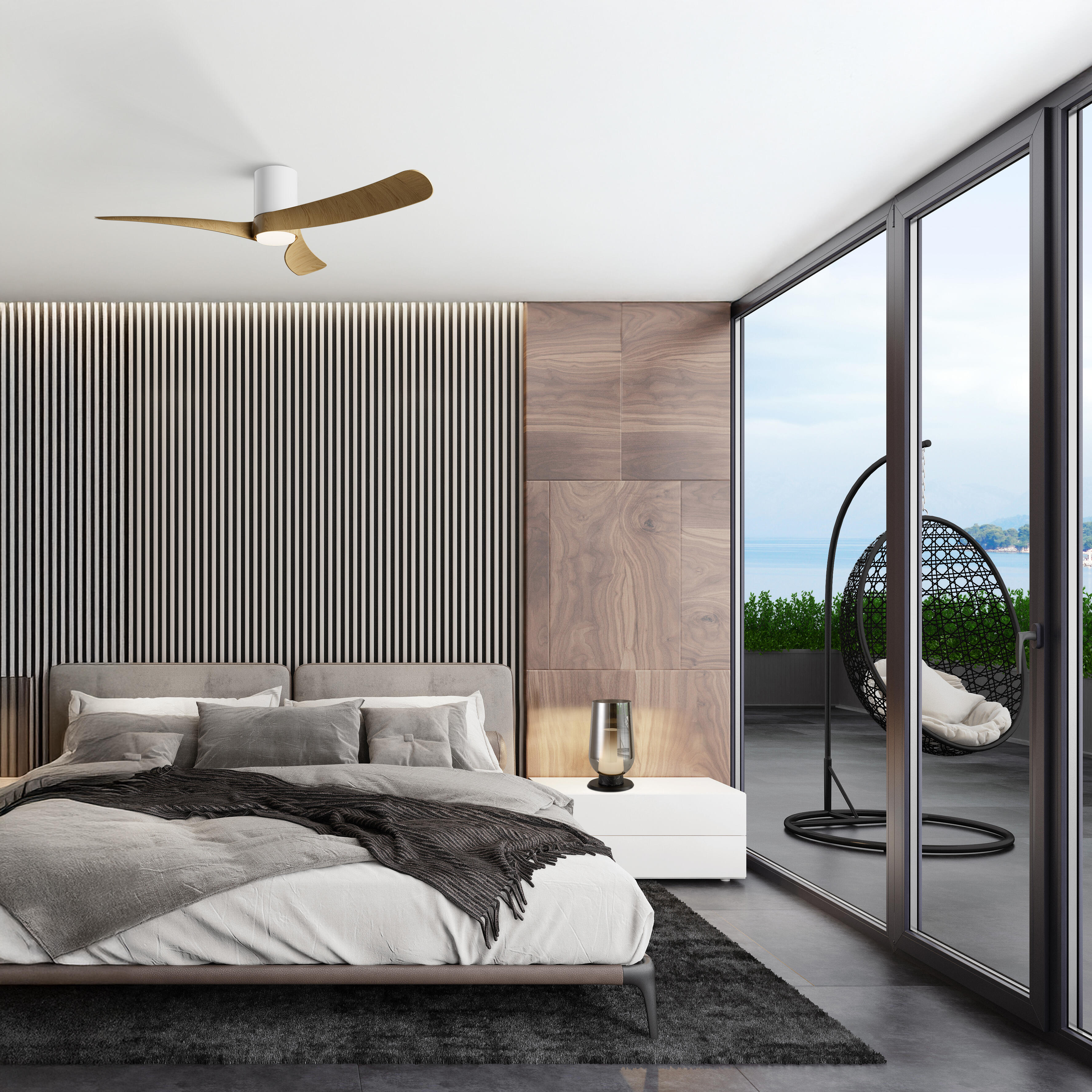 Ventilateur de plafond LED silencieux, Nemo M, 120 cm, MANTRA, blanc et bois - 3