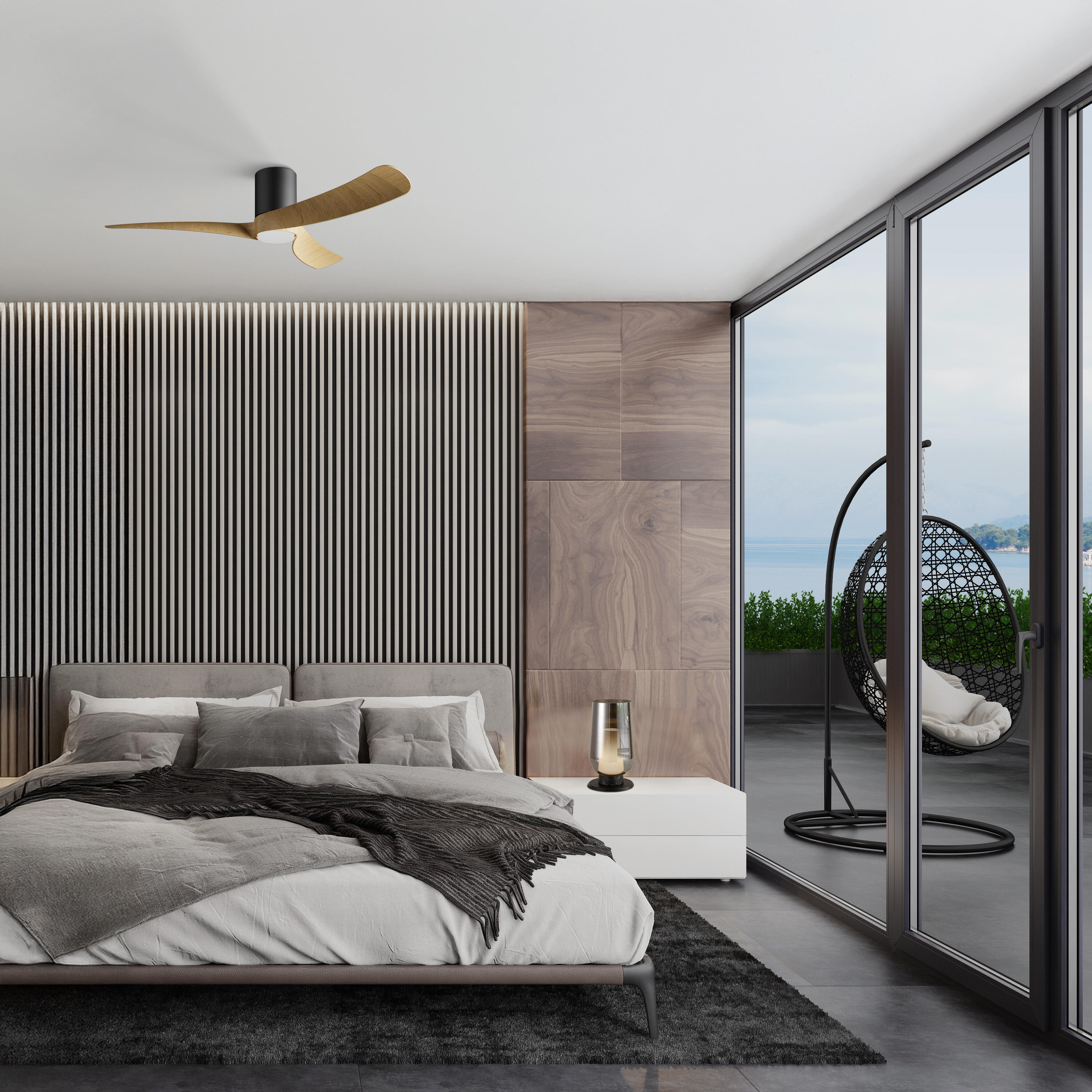 Ventilateur de plafond LED silencieux, Nemo M, 120 cm, MANTRA, noir et bois - 4