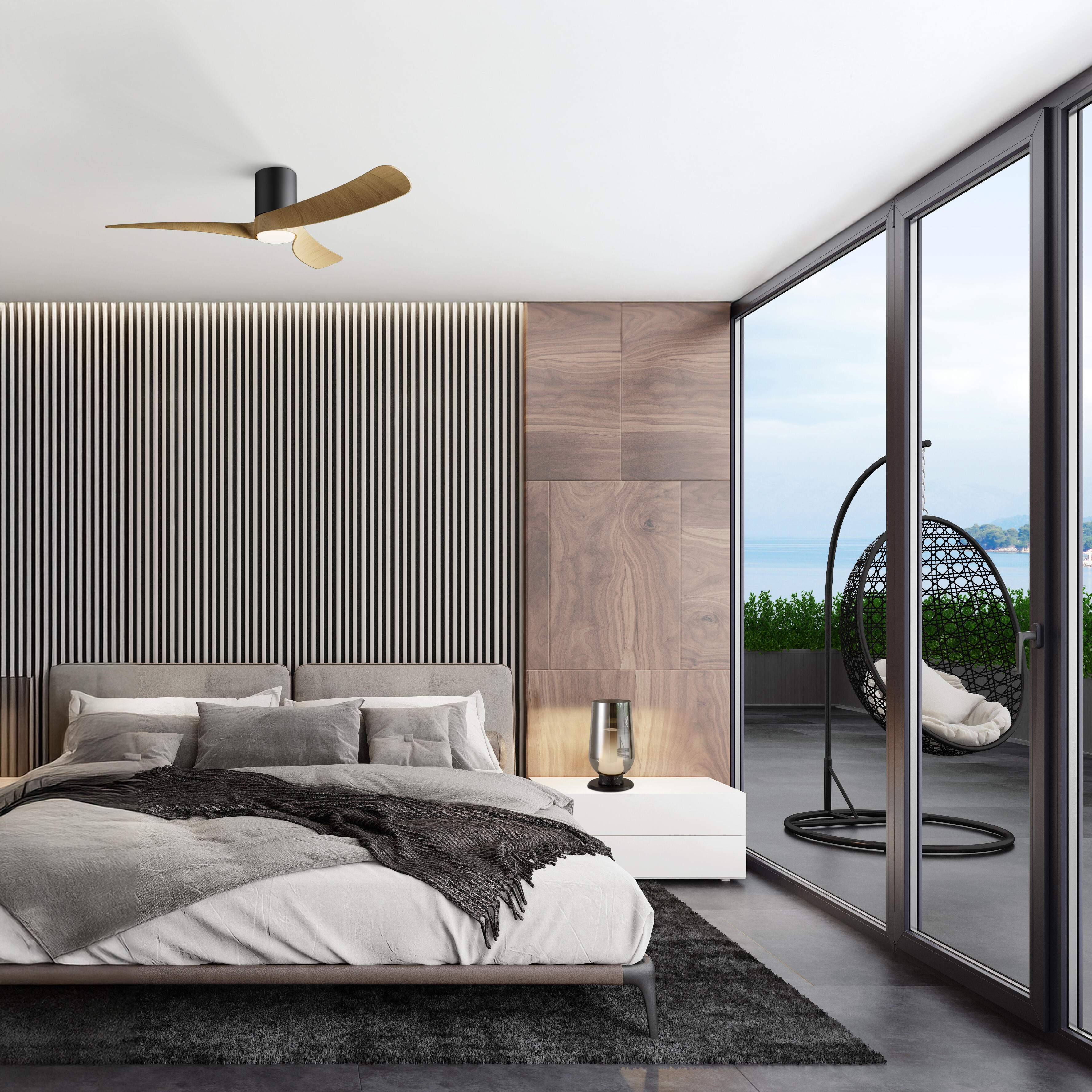 Ventilateur de plafond LED silencieux, Nemo M, 120 cm, MANTRA, noir et bois - 3