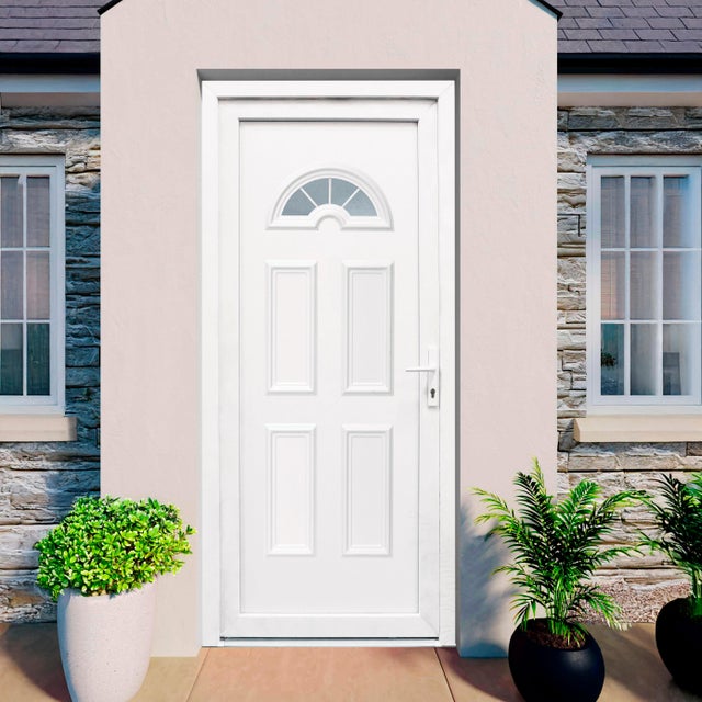 Porta de entrada de PVC MULTI IBIZA 98X208CM BRANCA ESQUERDA