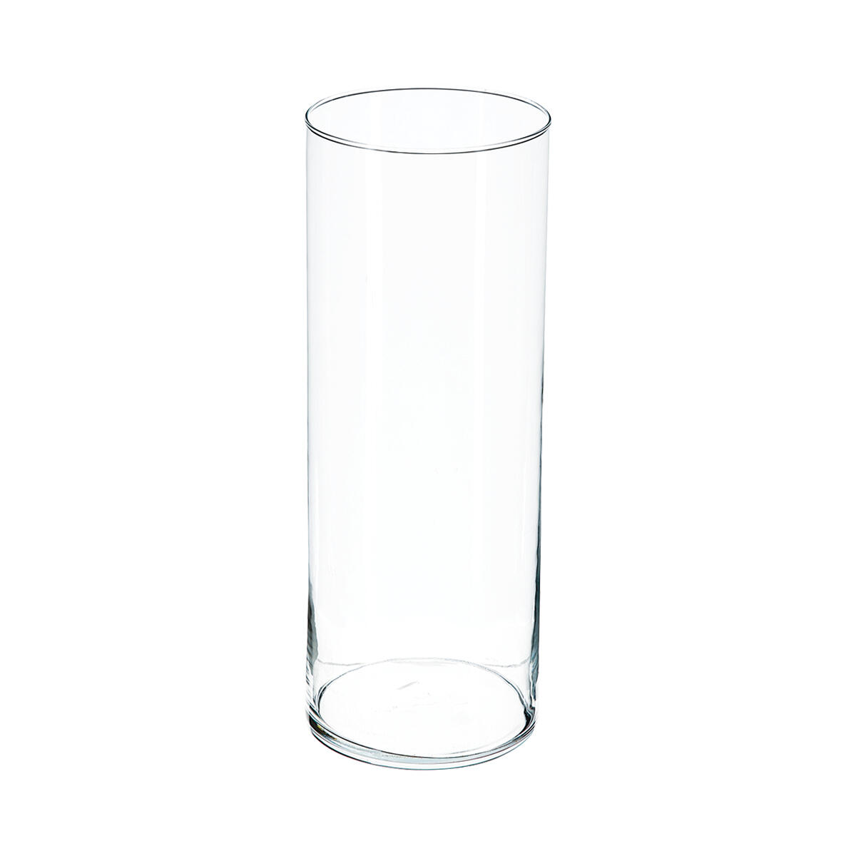 Vase cylindre décoratif en verre transparent, Diam.15 x H.40 cm - 3