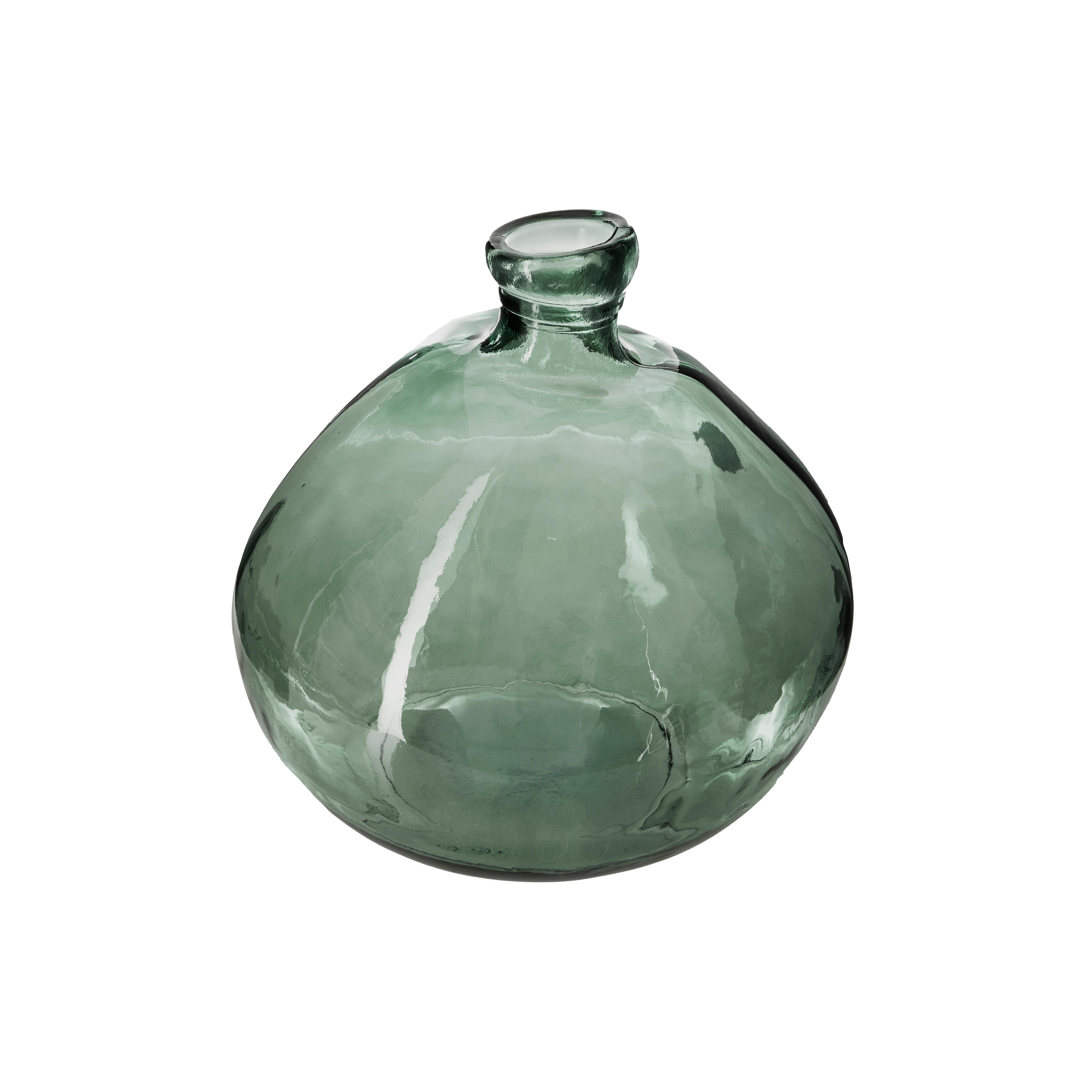 Vase en verre rond, kaki D. 21 cm - 2