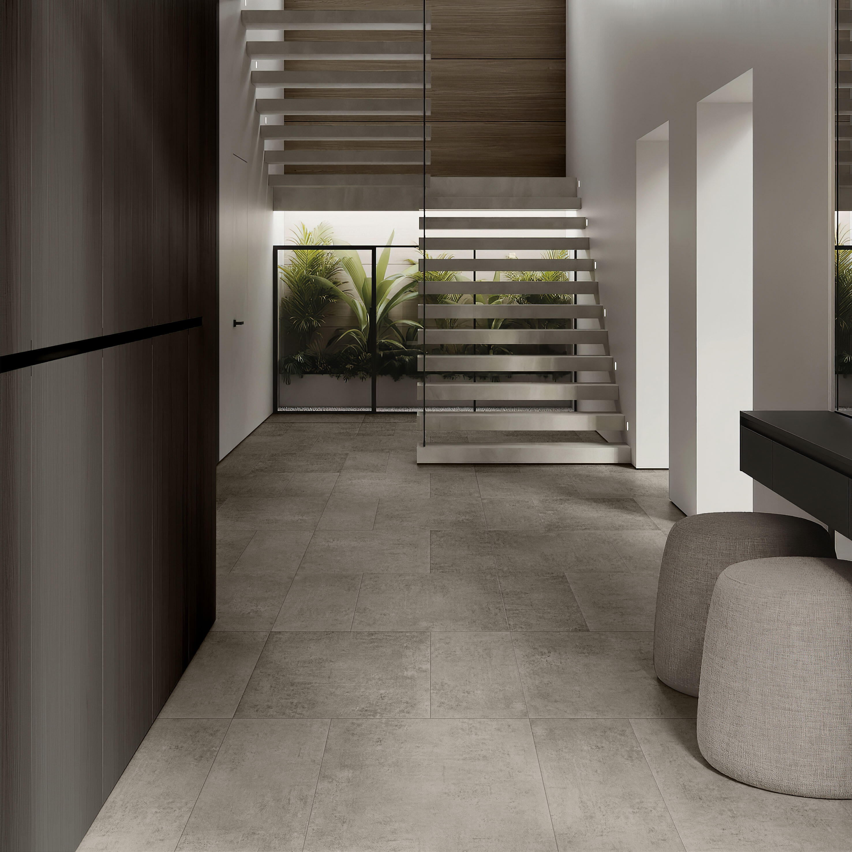 Carrelage sol/mur intérieur effet béton gris Alma l.60 x L.60 cm - 2