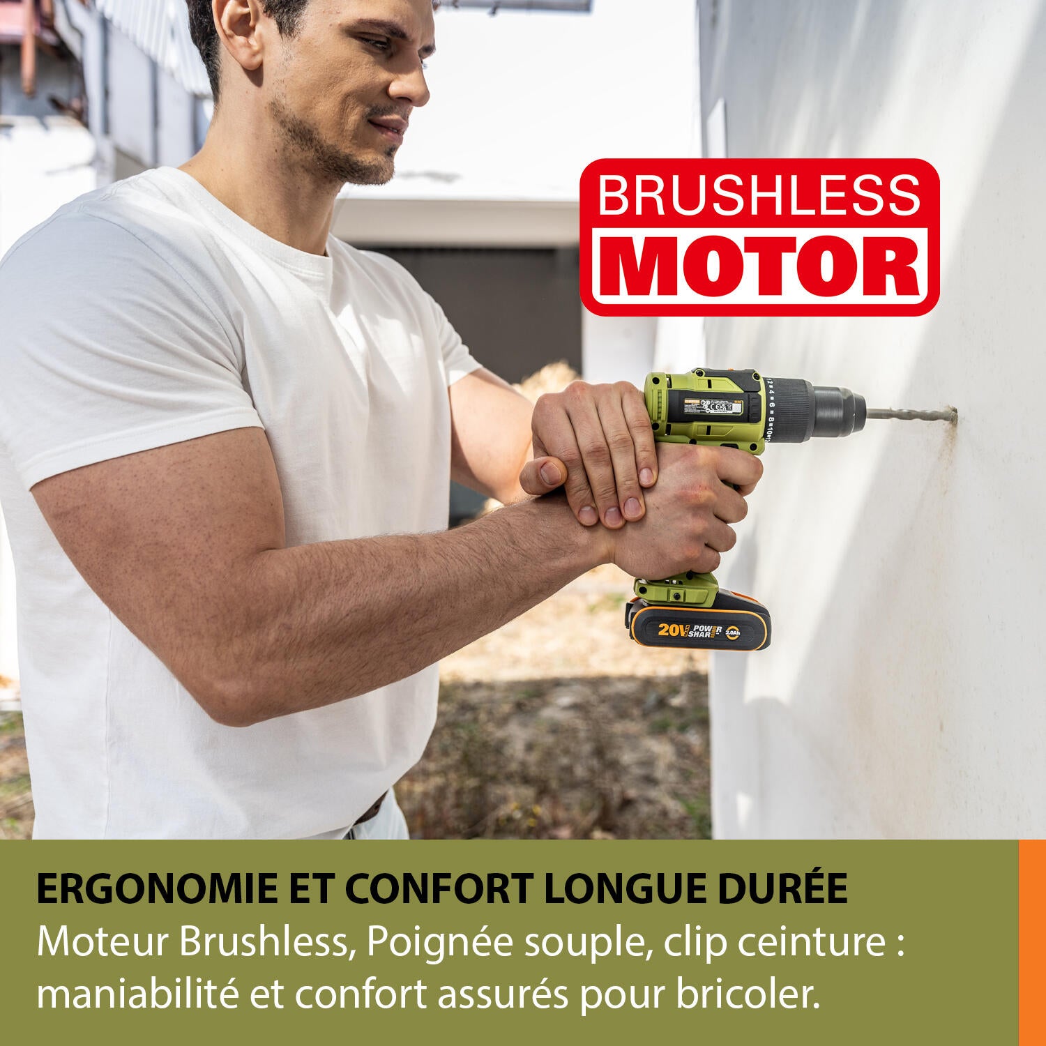 Perceuse à percussion Brush 20V ESSENTIAL BY WORX Es360, 60 Nm + 2 bat (4Ah+2Ah) - 5