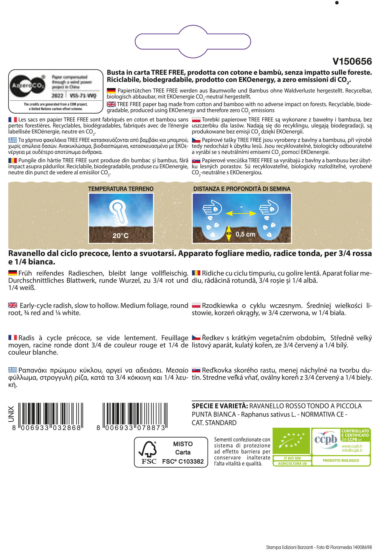 Semi per orto di ravanello tondo a punta bianca BLUMEN 2 g - 2