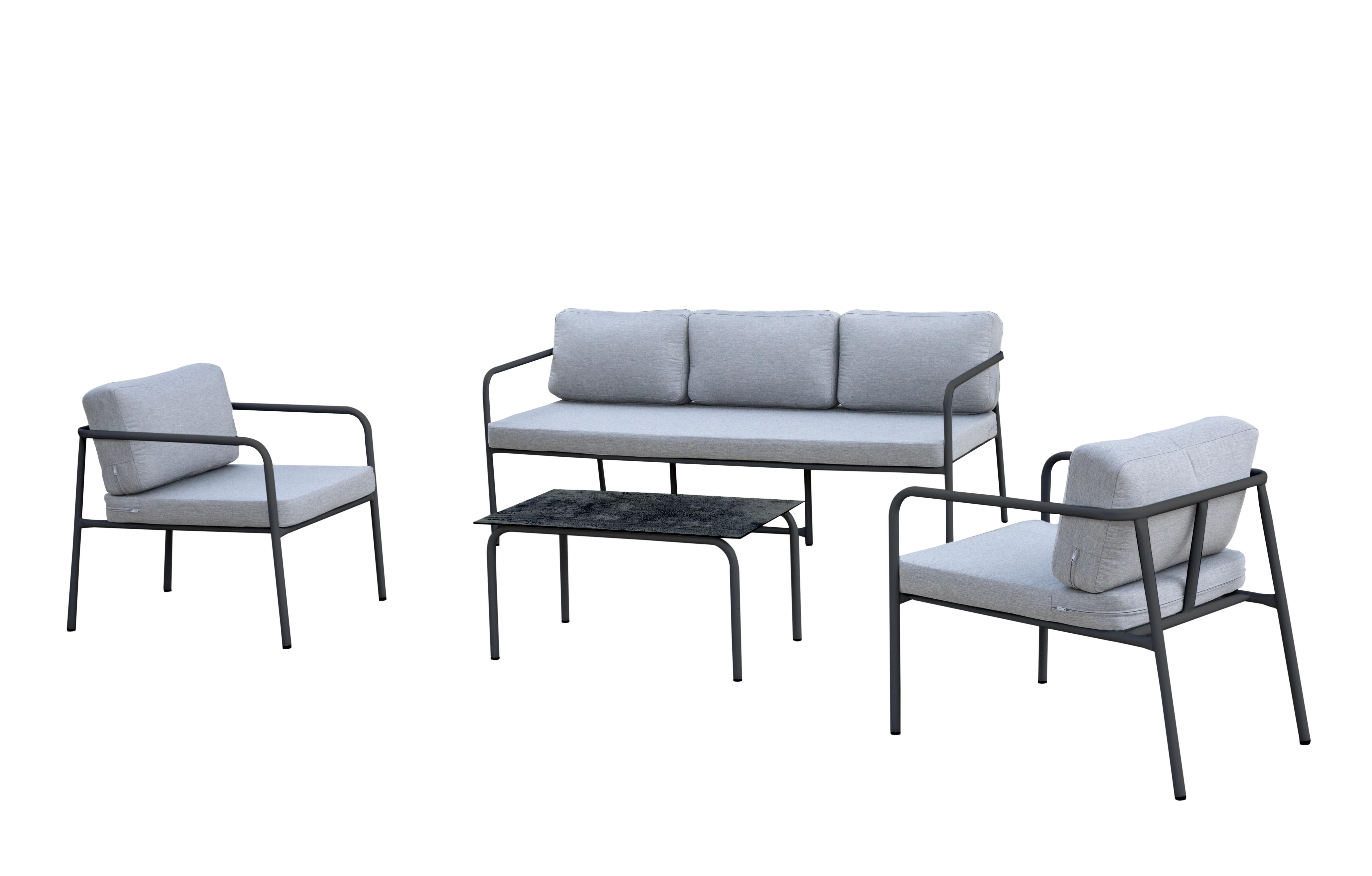 Set de jardín eydi-8 negro de 5 plazas