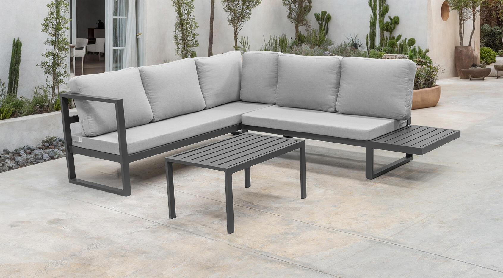 Set de jardín rinconera lopa-7 antracita de 5 plazas