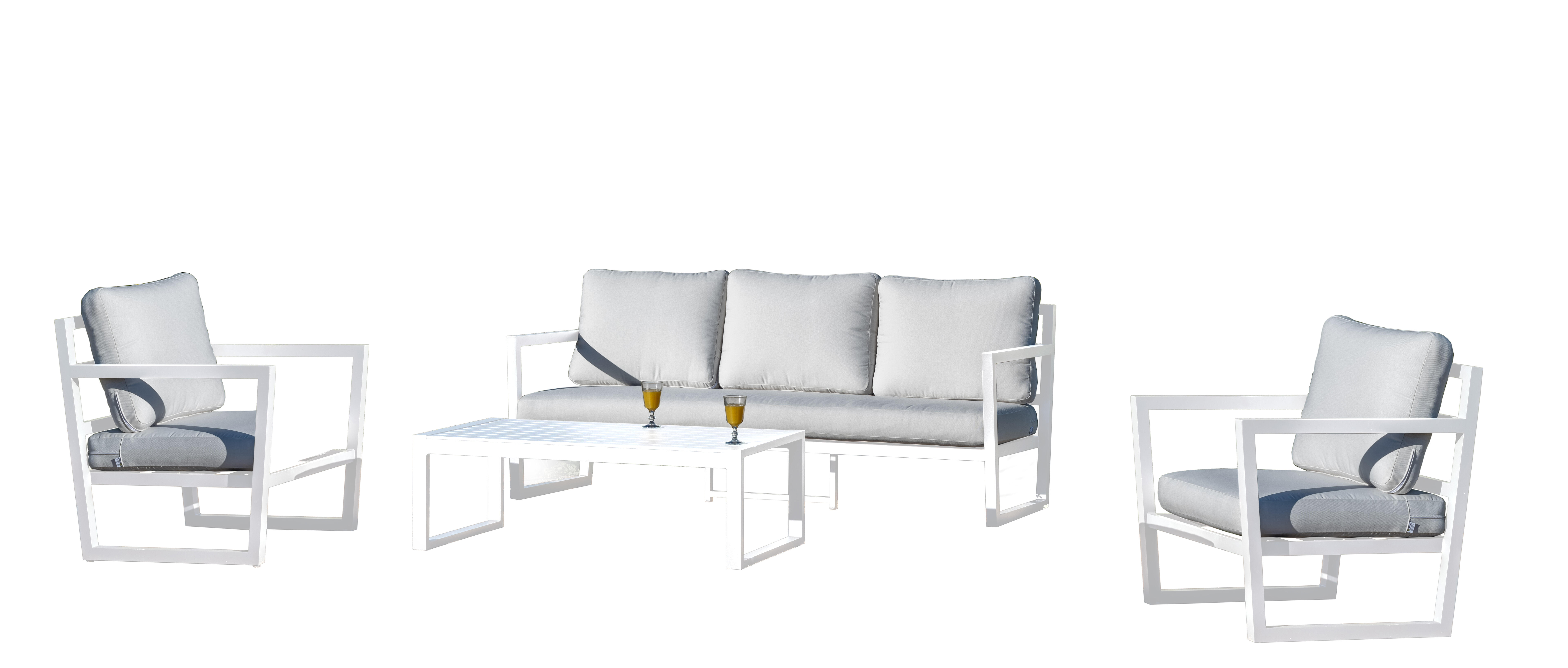 Set de jardín cube-8 blanco de 5 plazas
