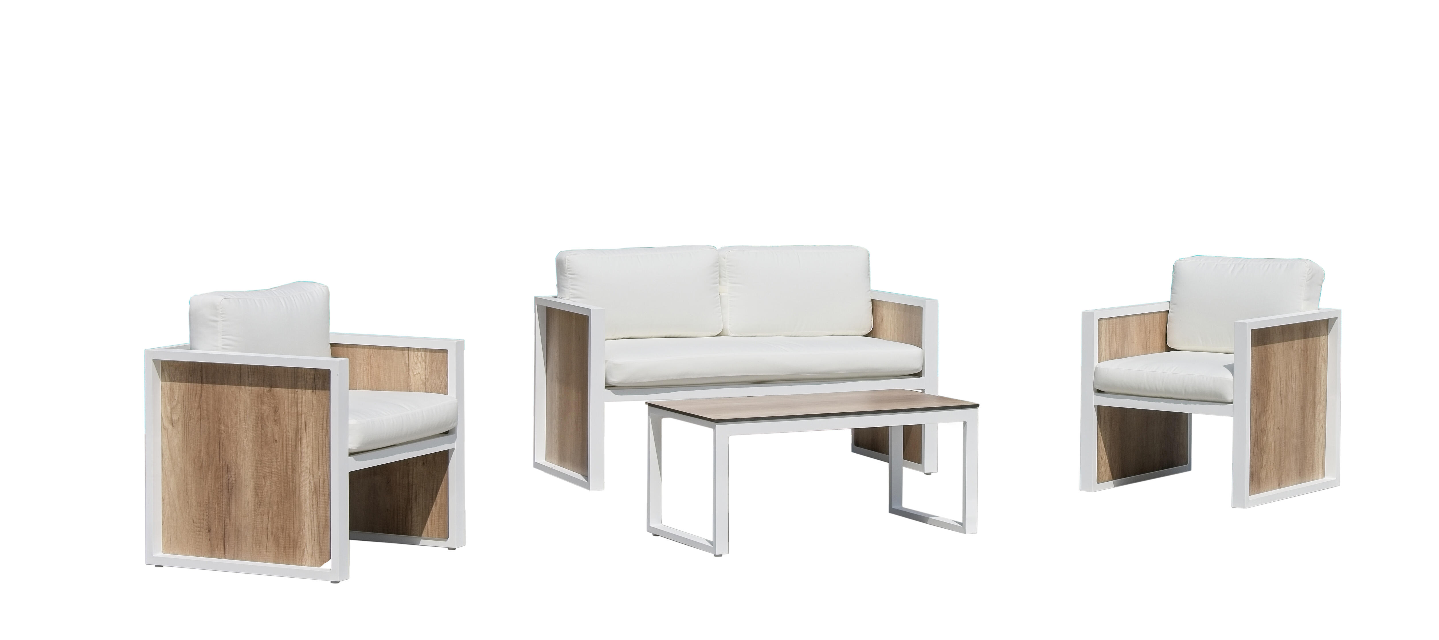 Set de jardín albani-7 blanco de 4 plazas