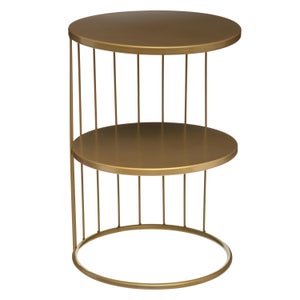 Table D'Appoint Semi-Circulaire Vintage Métal Doré 72x36x74 Cm - Table Décorative Salon