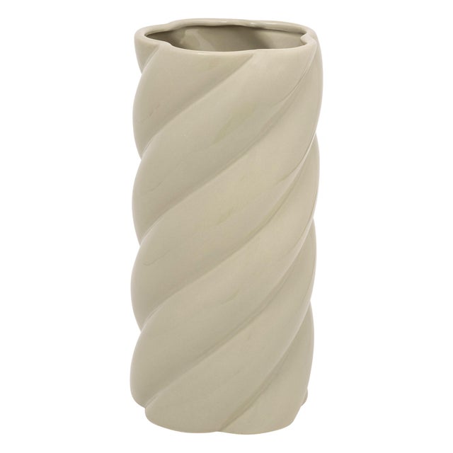 Vase décoratif dolomie Torsade, vert l.11.8 x H.25.2 cm, Diam.11.8 cm
