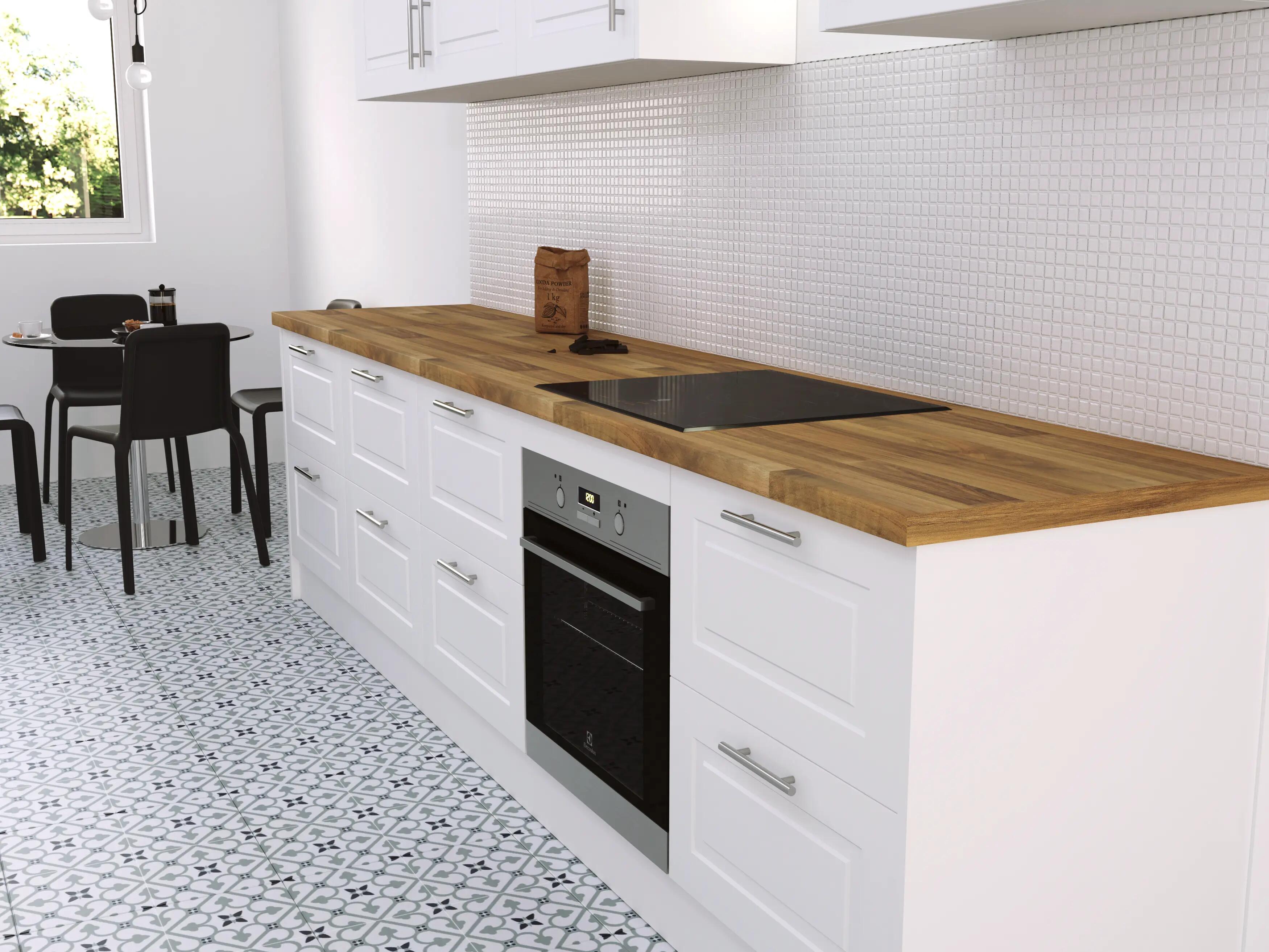 Encimera de cocina laminada Sevilla nogal entablillado 245x63 cm espesor 30mm - 2