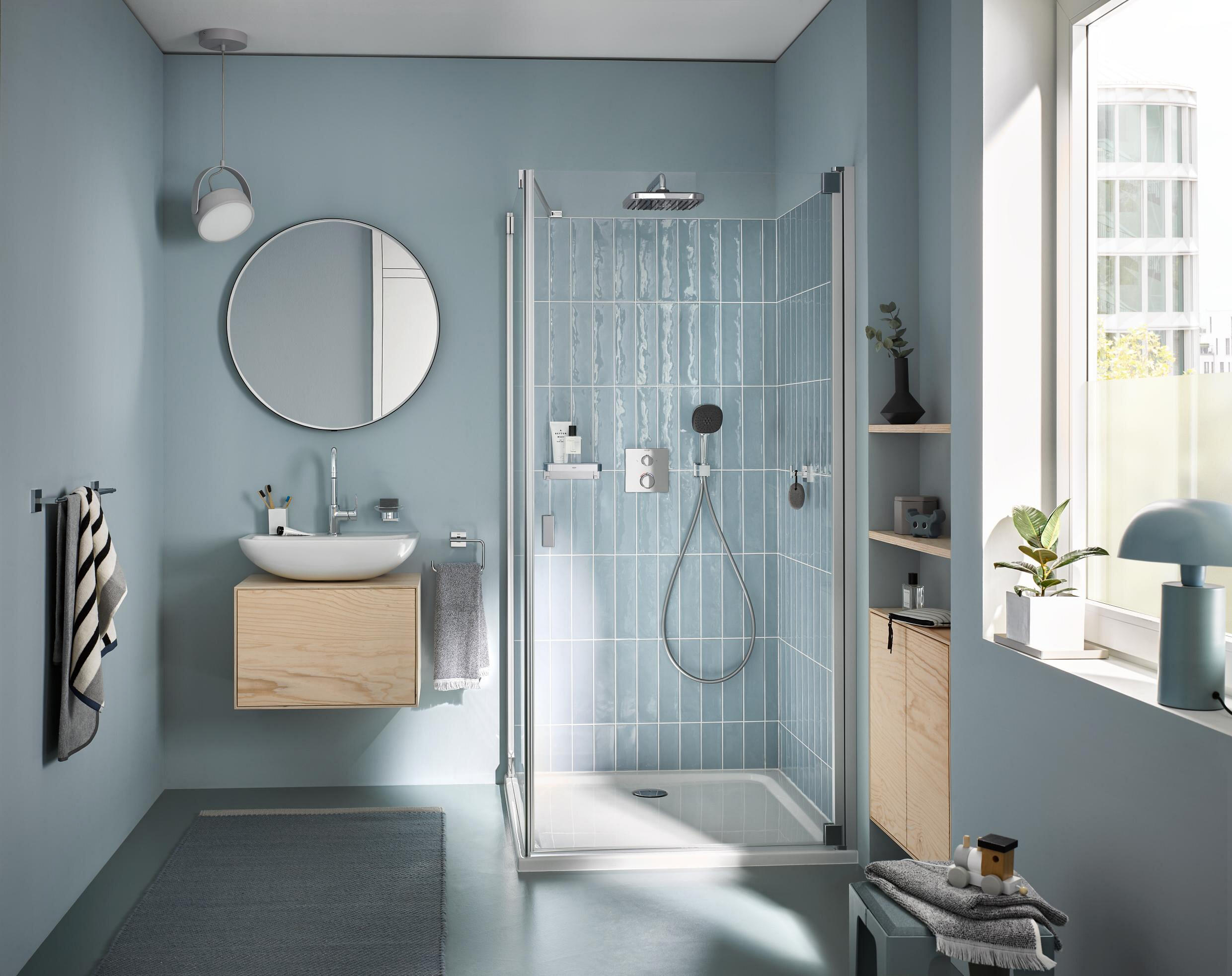 Conjunto de ducha empotrado termostático grohe precision plata
