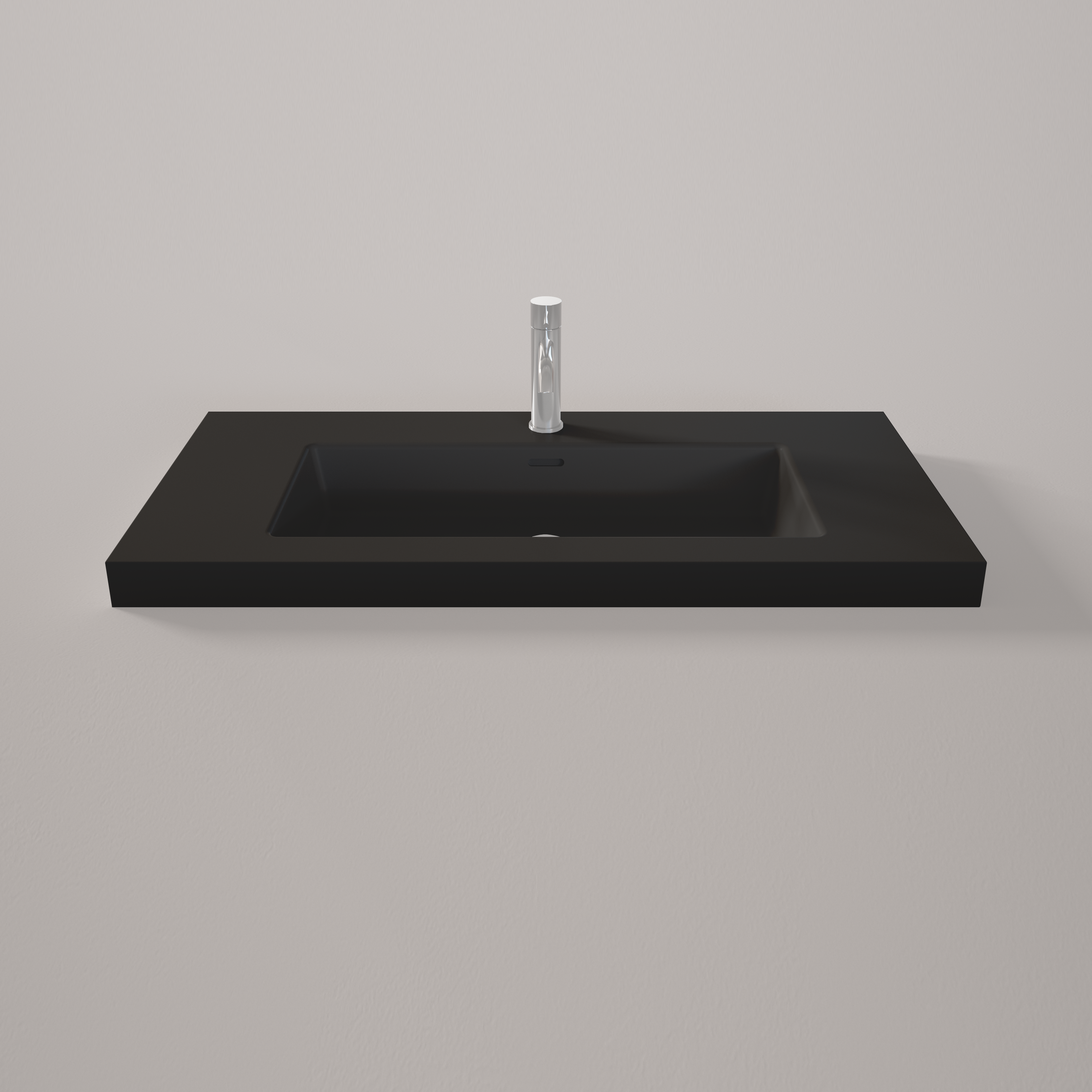 Lavabo a incasso rettangolare vasca centrale Nantes L 101 x H 6 x P 46 cm in resina nero satinato - 3