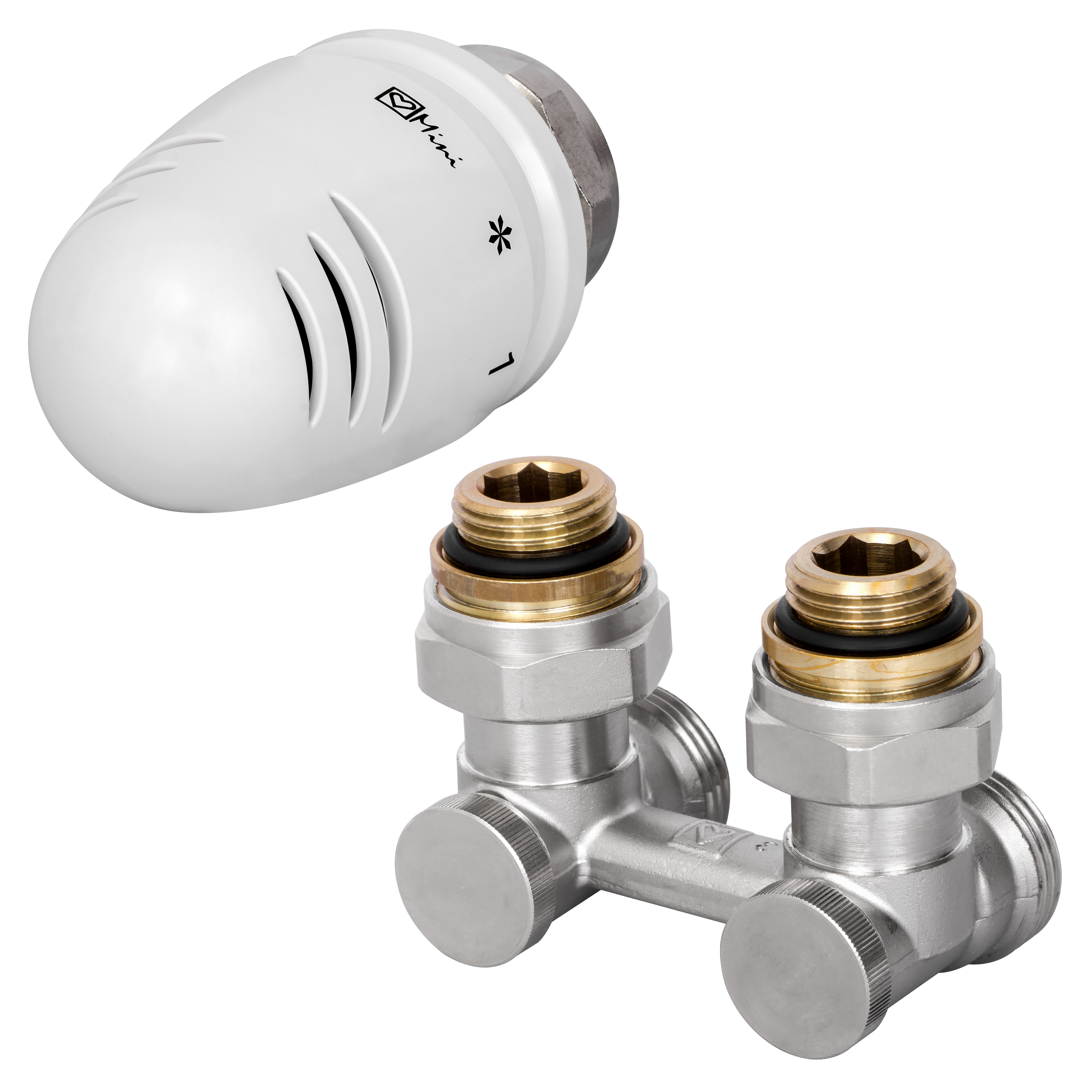 Zestaw termostatyczny KĄTOWY dolny z nyplami 1/2"x3/4" HERZ