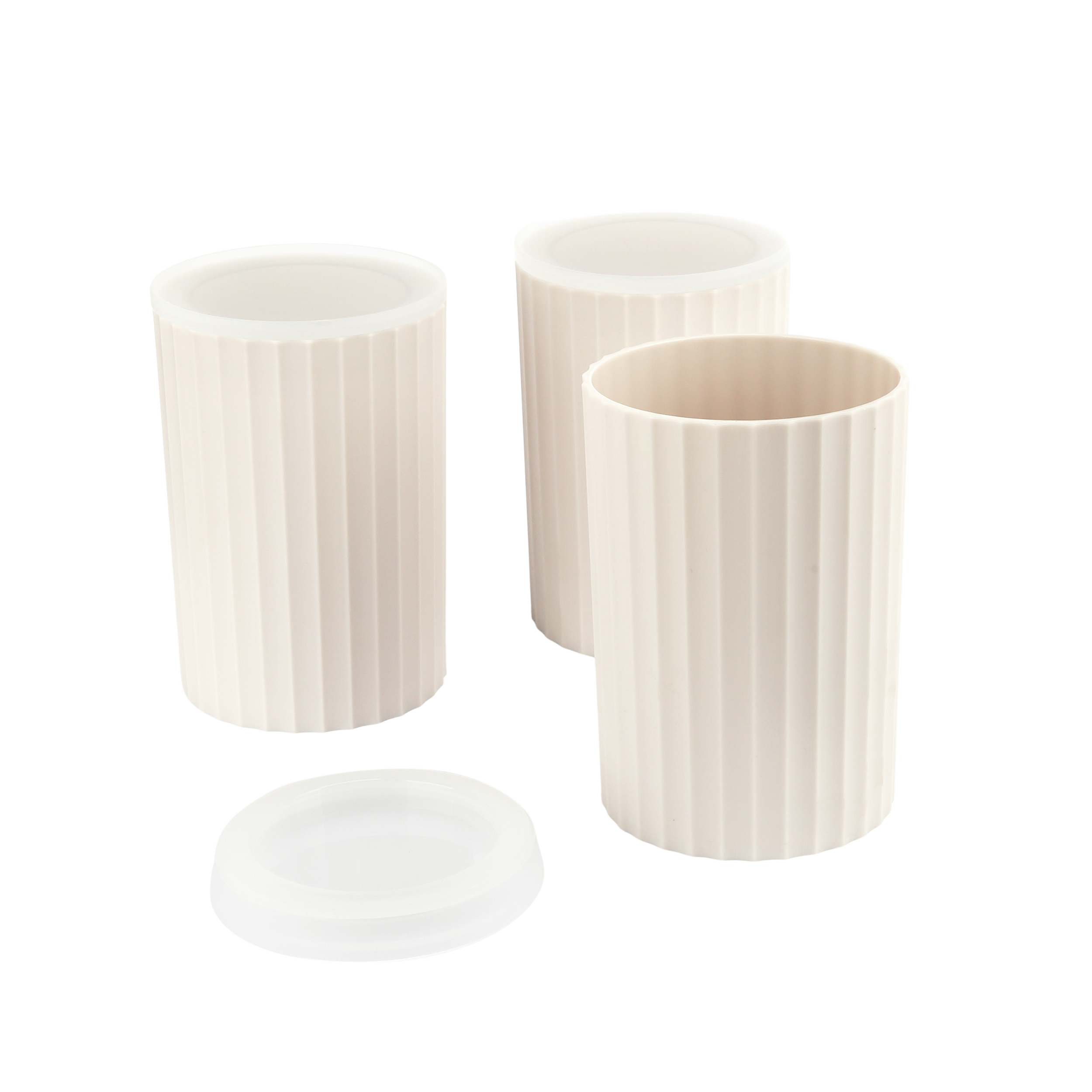 Zestaw 3 pojemników do przechowywania kremowy