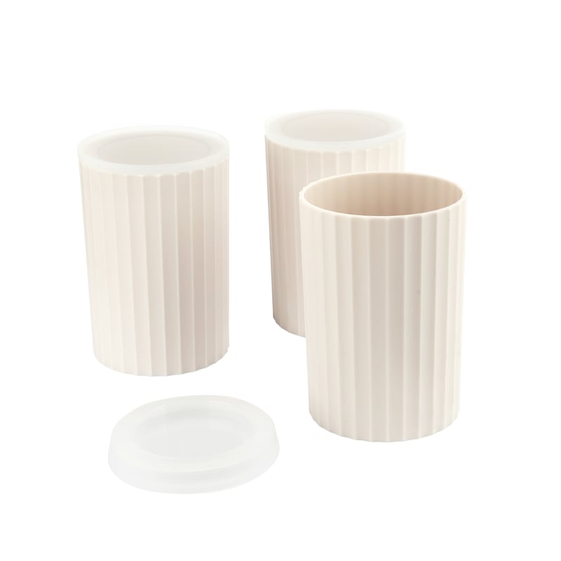 Zestaw 3 pojemników do przechowywania kremowy