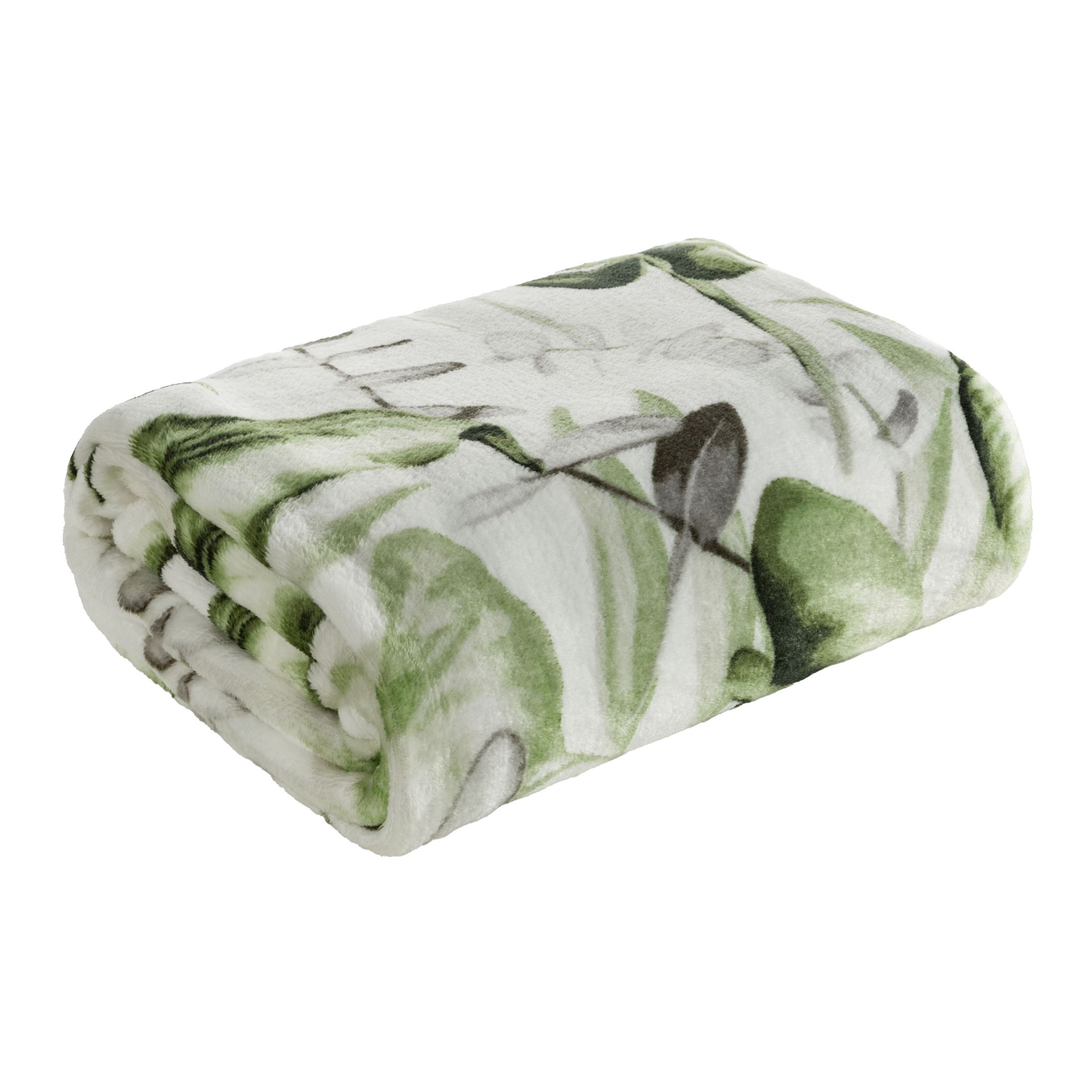 Koc 150x200 cm Ellen zielona biała oliwka monstera poliester - 3