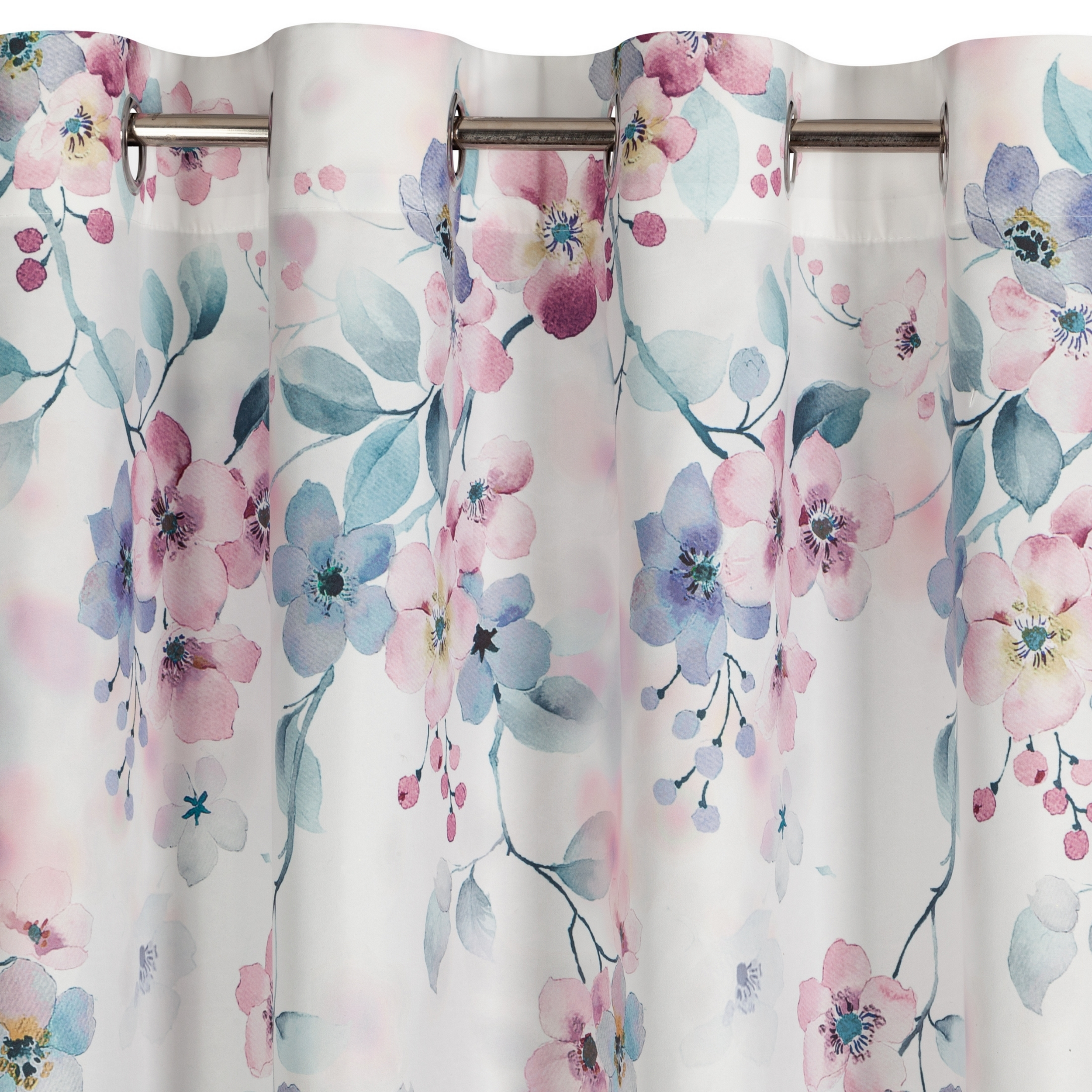 Zasłona Flora Botanic biało-różowa 140 x 250 cm na przelotkach - 3