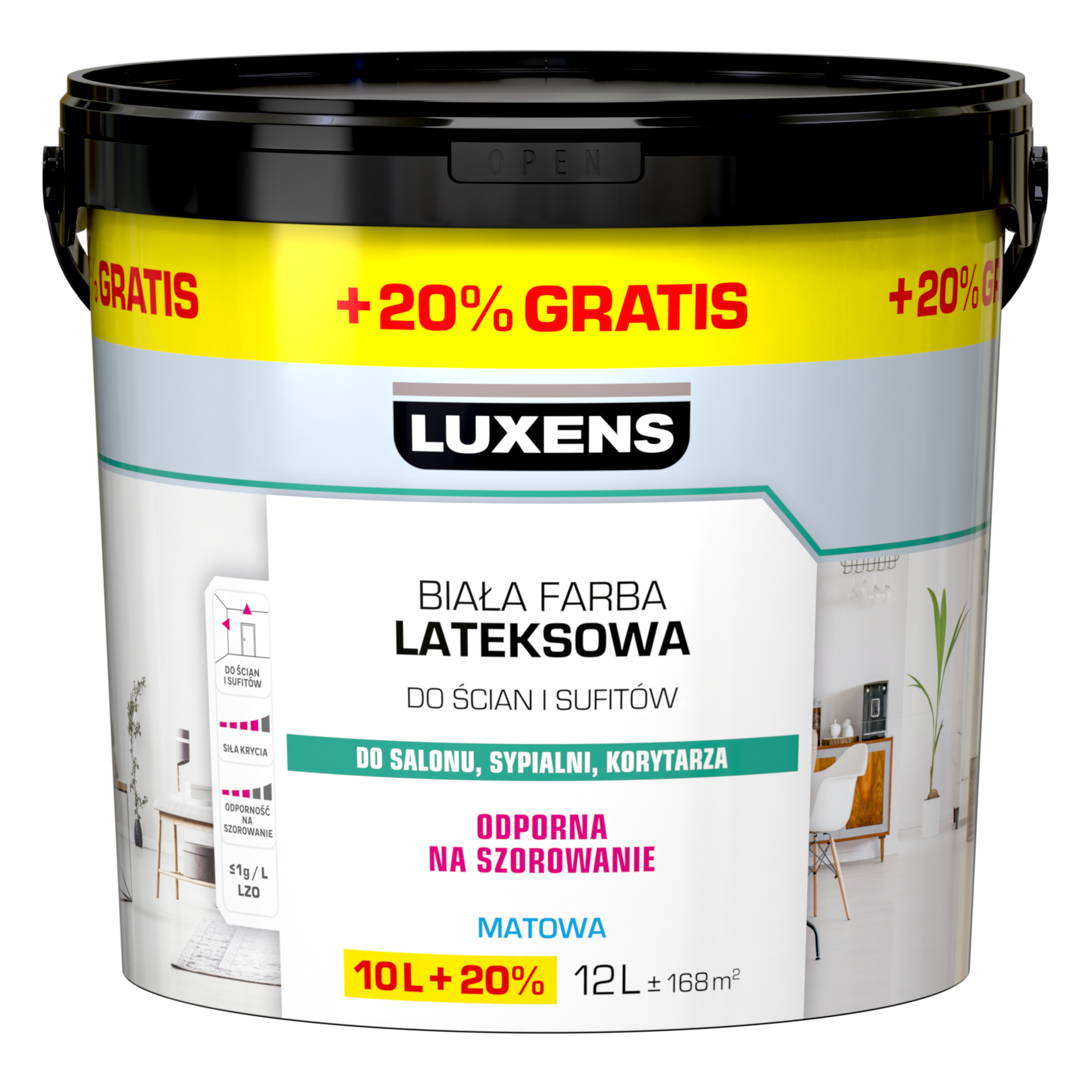 Farba Luxens lateksowa biała 10 l + 20% - 6