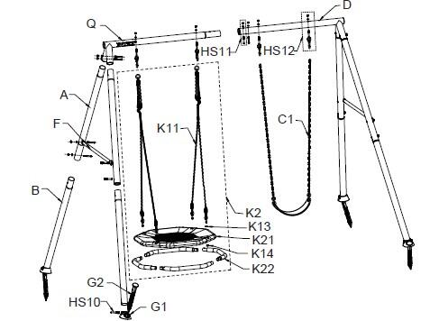 Portique-balançoire 2 agrès nid d’oiseau + balançoire INTEX - 4