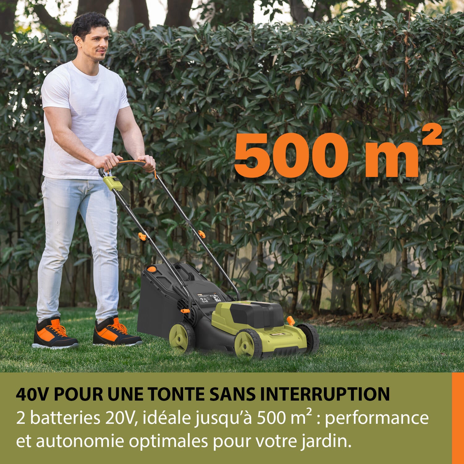 Tondeuse sur batterie 40V 500m²  ESSENTIAL BY WORX EJ740E + 2 batteries 5Ah - 2